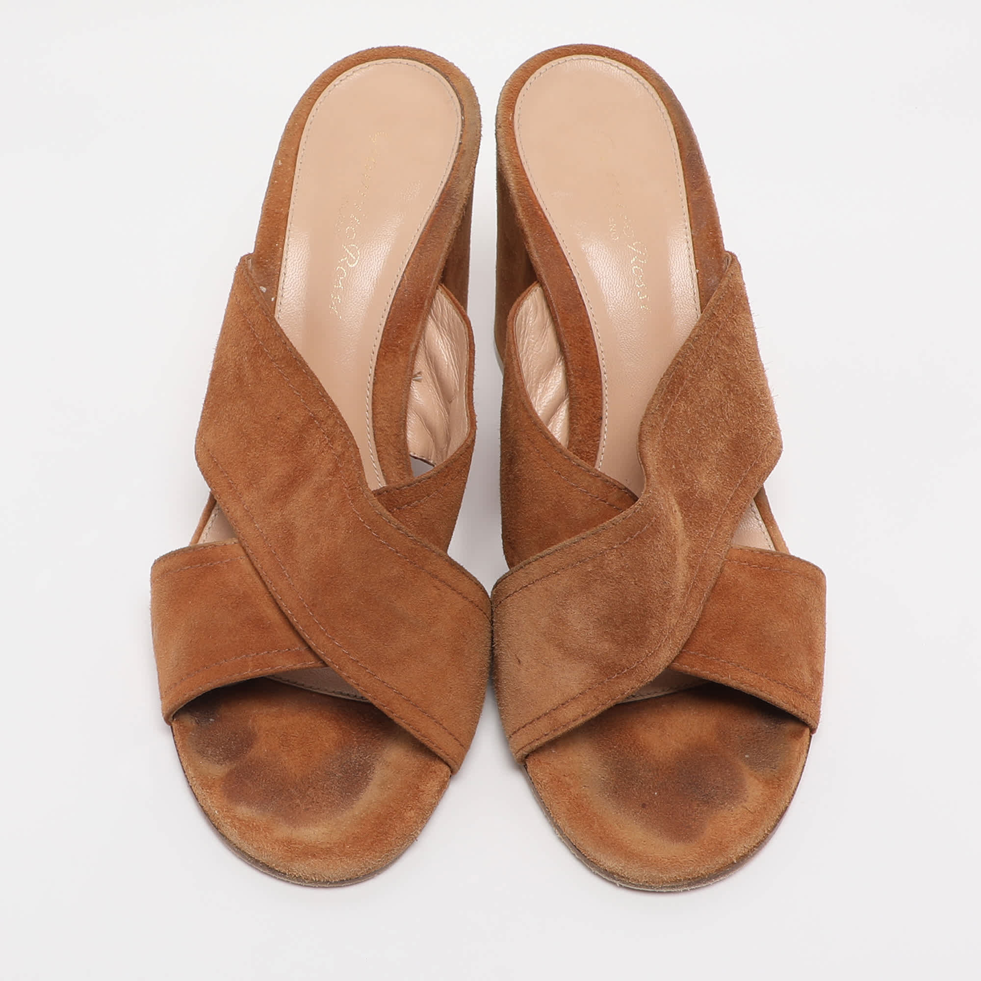 Gianvito Rossi Brown Suede Slide Sandals