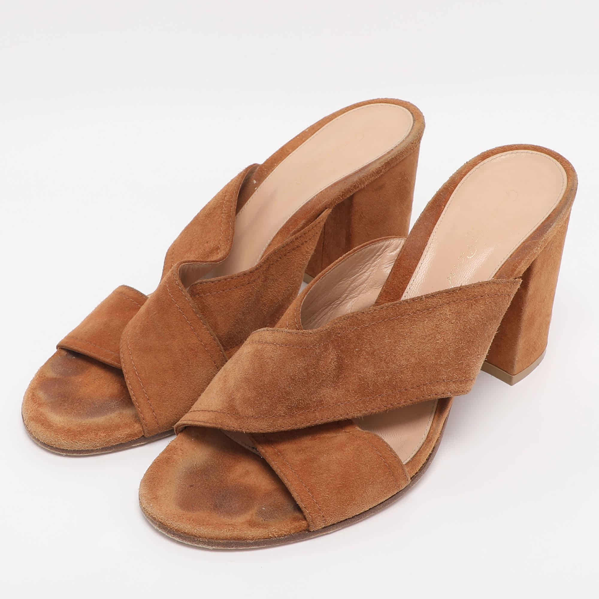 Gianvito Rossi Brown Suede Slide Sandals