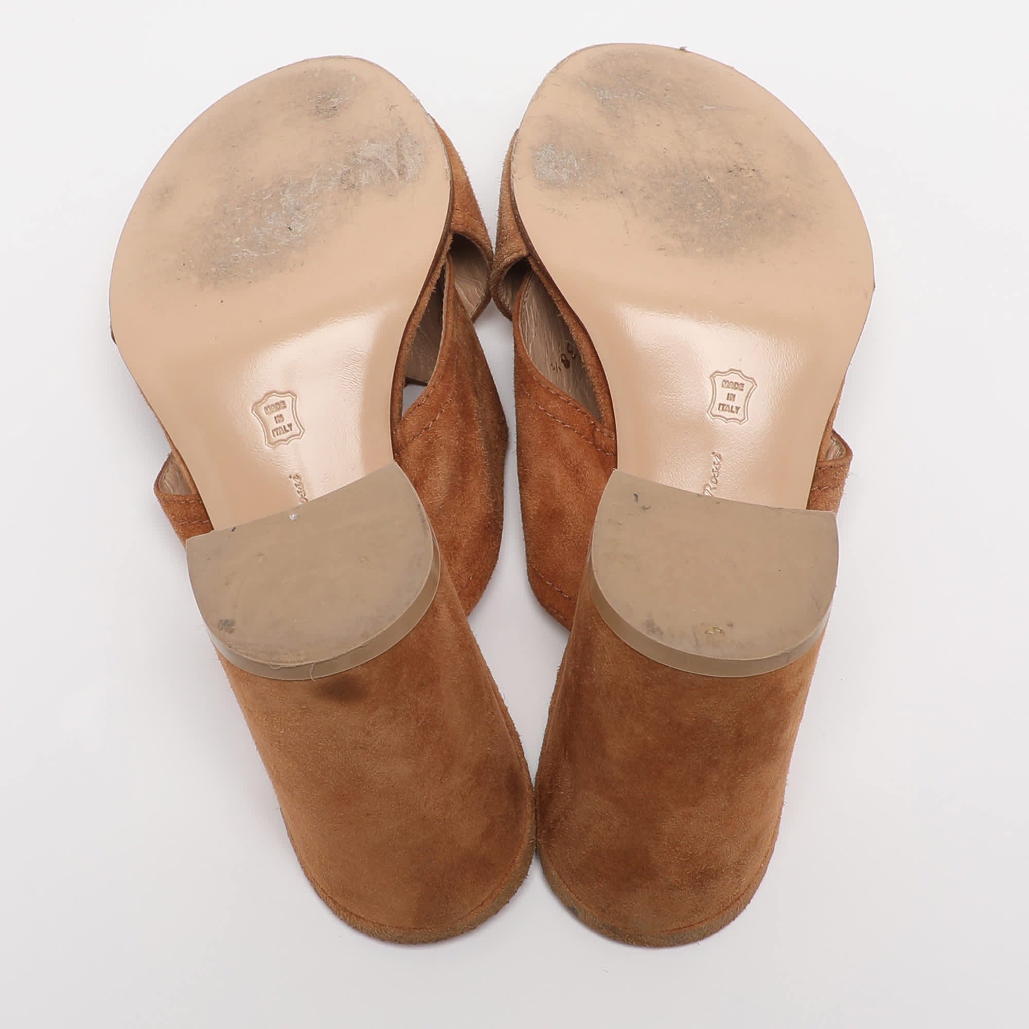 Gianvito Rossi Brown Suede Slide Sandals