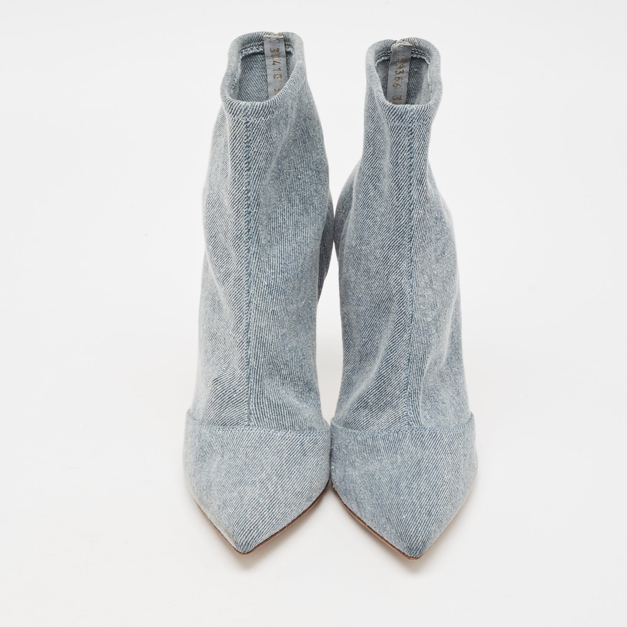 Gianvito Rossi Blue Denim Pointed Toe Ankle Length Boots