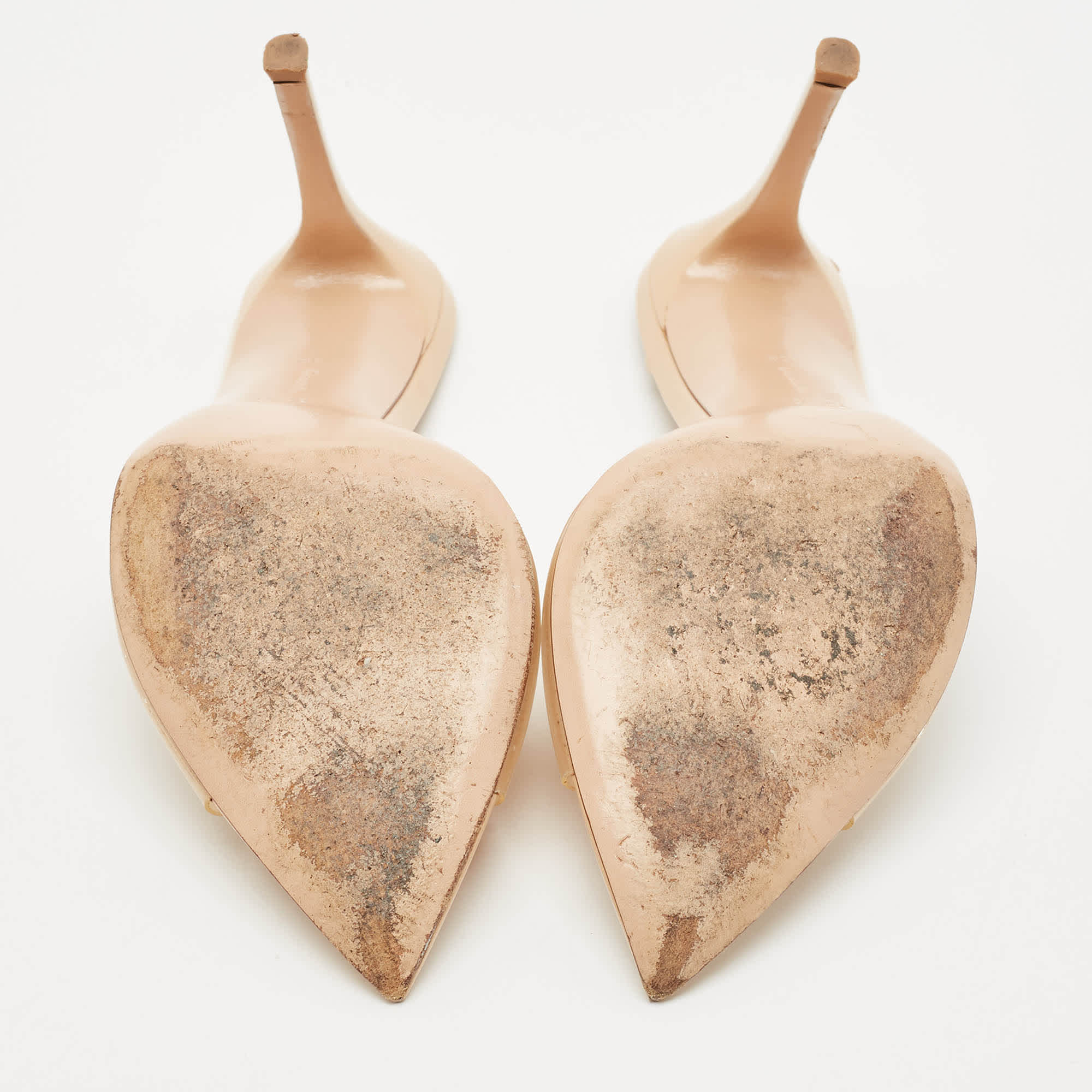 Gianvito Rossi Beige Patent Leather And Pvc Elle Slide Sandals