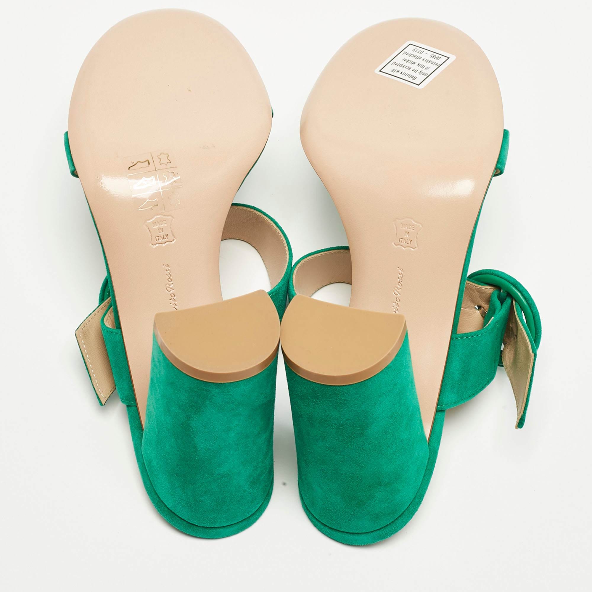Gianvito Rossi Green Suede Buckle Slide Sandals