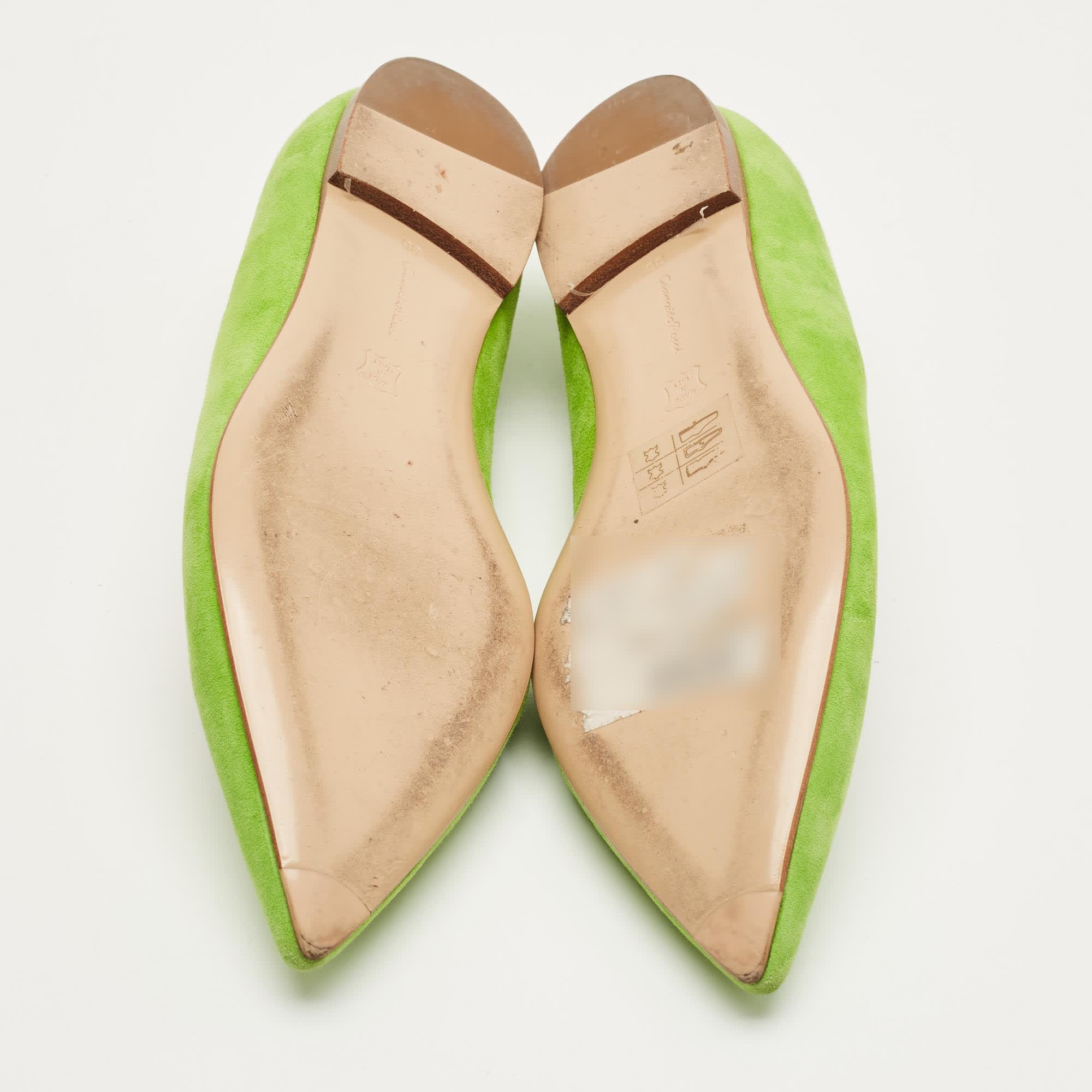 Gianvito Rossi Green Suede Ballet Flats
