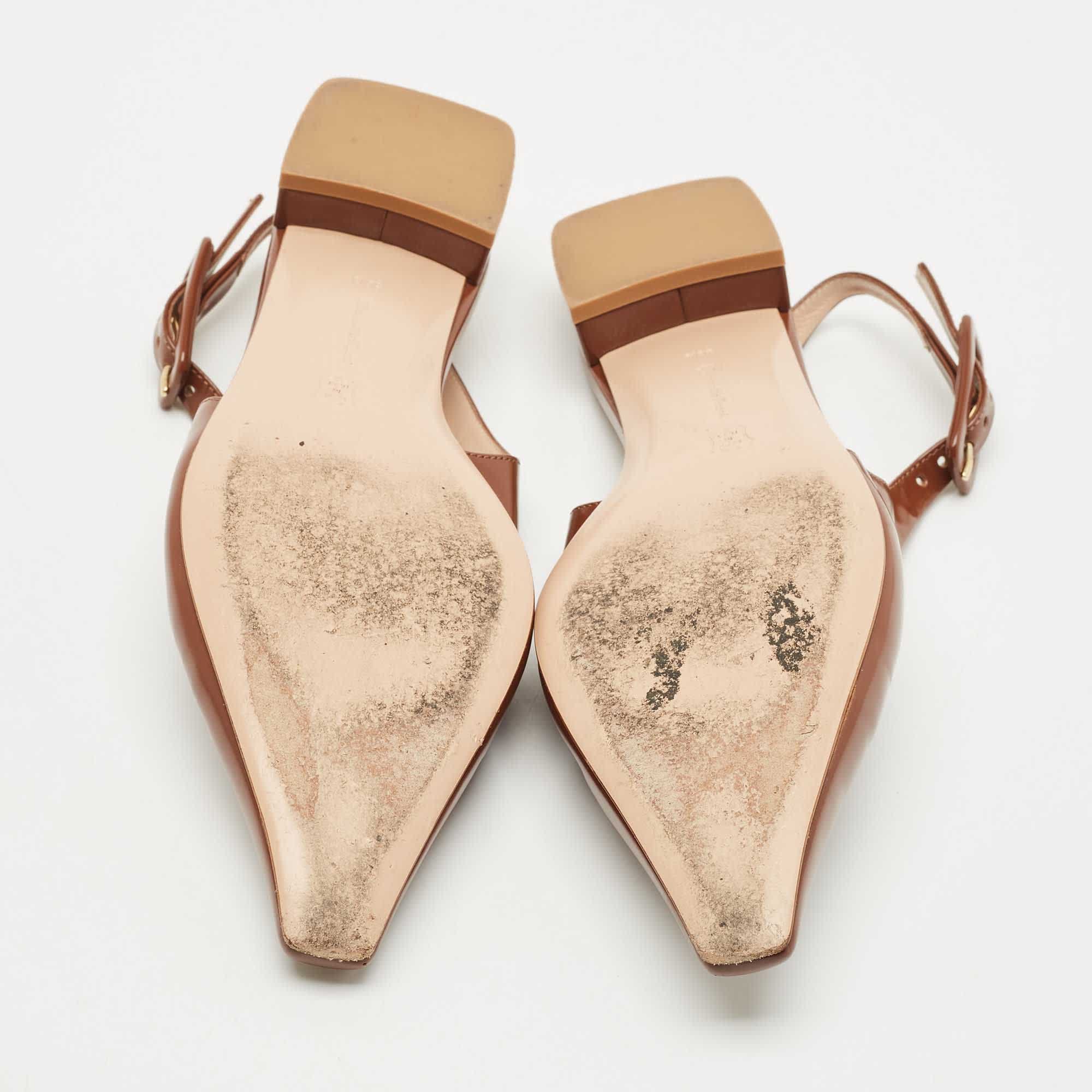 Gianvito Rossi Brown Leather Lindsay Slingback Flats