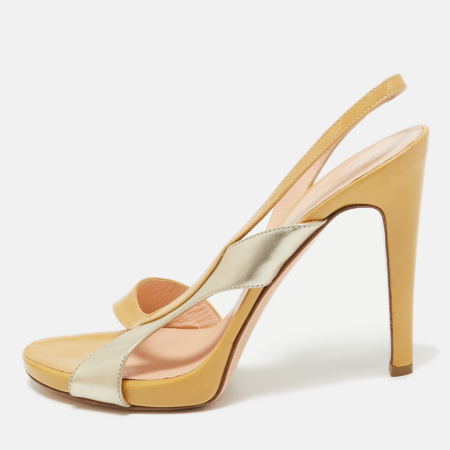 Gianvito Rossi Brown/silver Patent Slingback Sandals