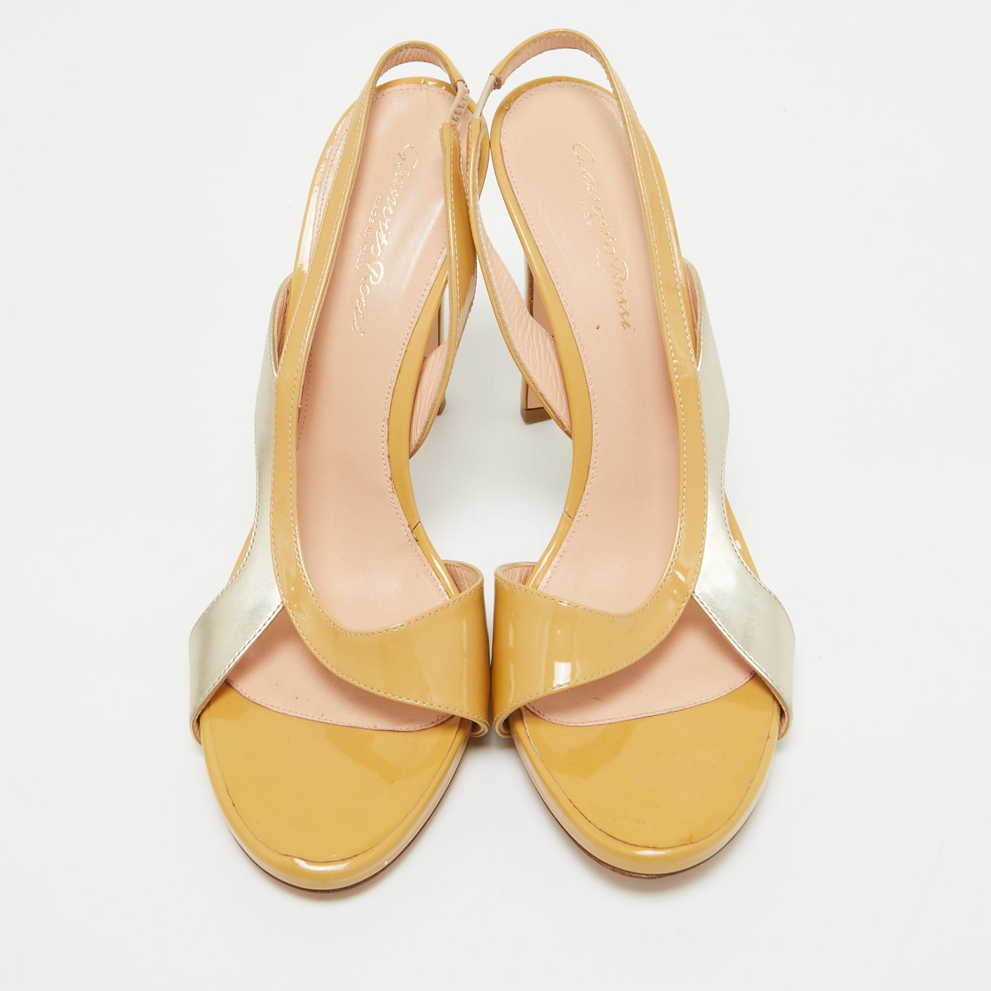 Gianvito Rossi Brown/silver Patent Slingback Sandals