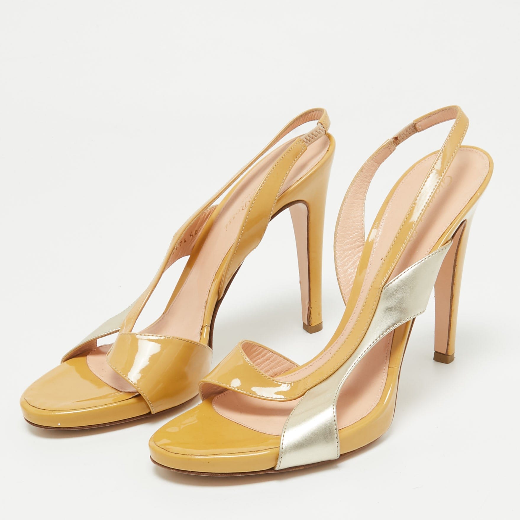 Gianvito Rossi Brown/silver Patent Slingback Sandals