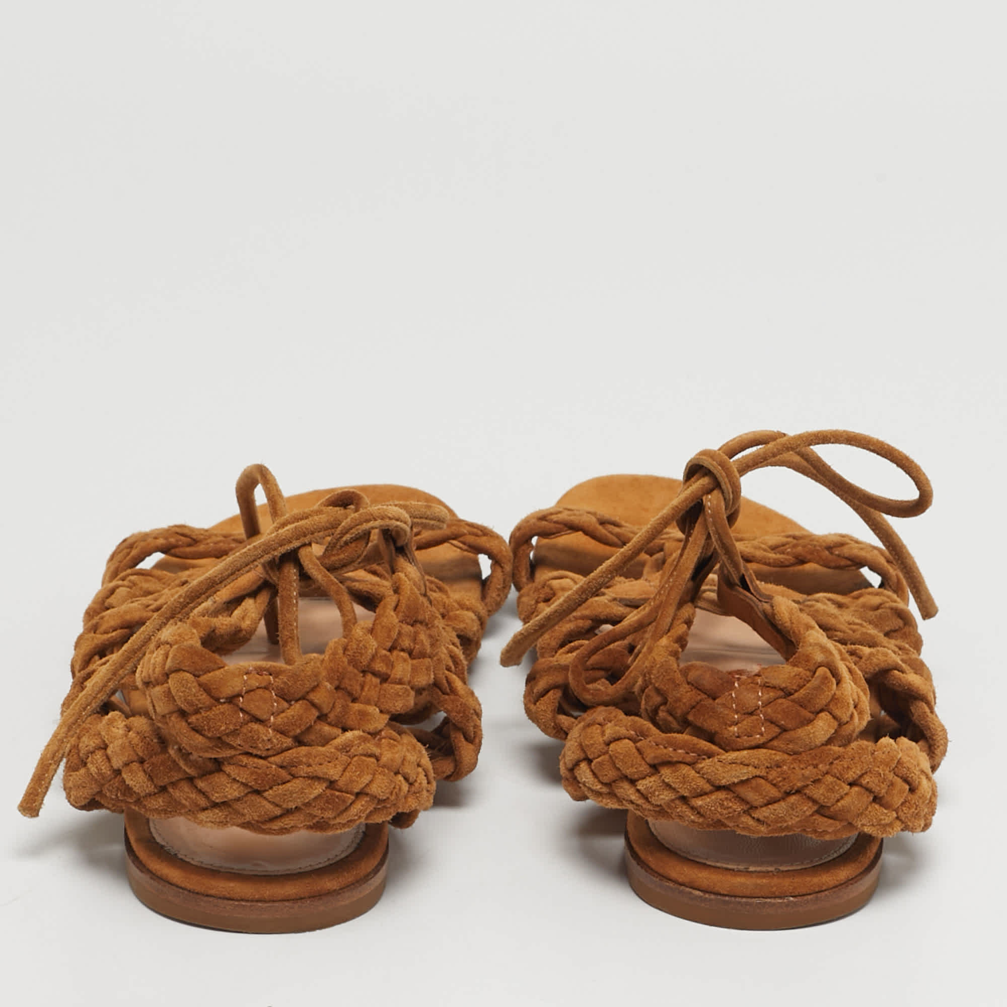 Gianvito Rossi Brown Ankle Tie Flat Sandals
