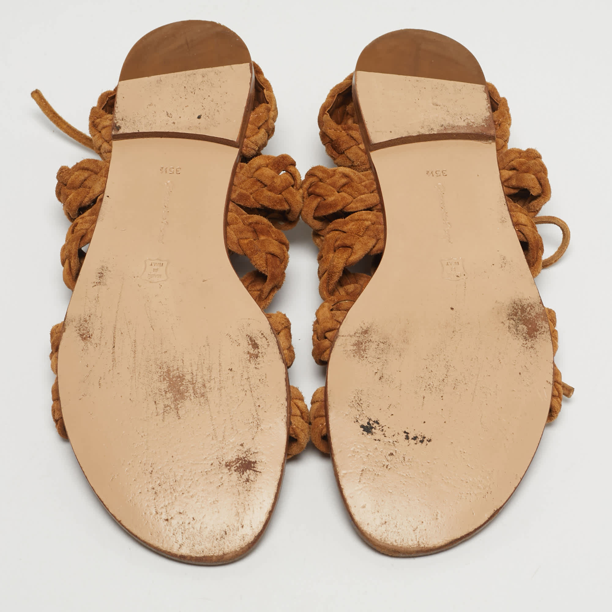 Gianvito Rossi Brown Ankle Tie Flat Sandals