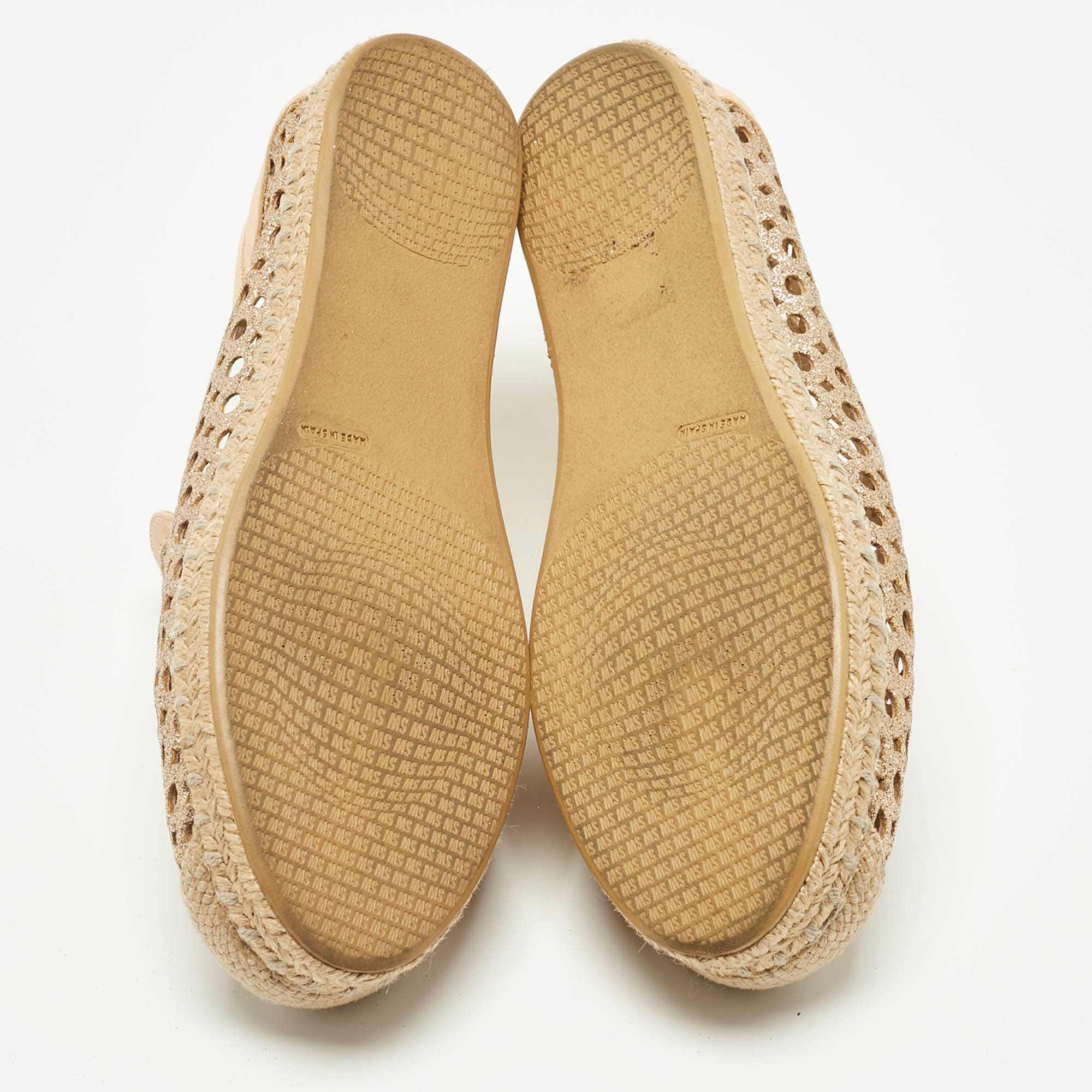 Stuart Weitzman Metallic Gold Leather Espadrille Flat