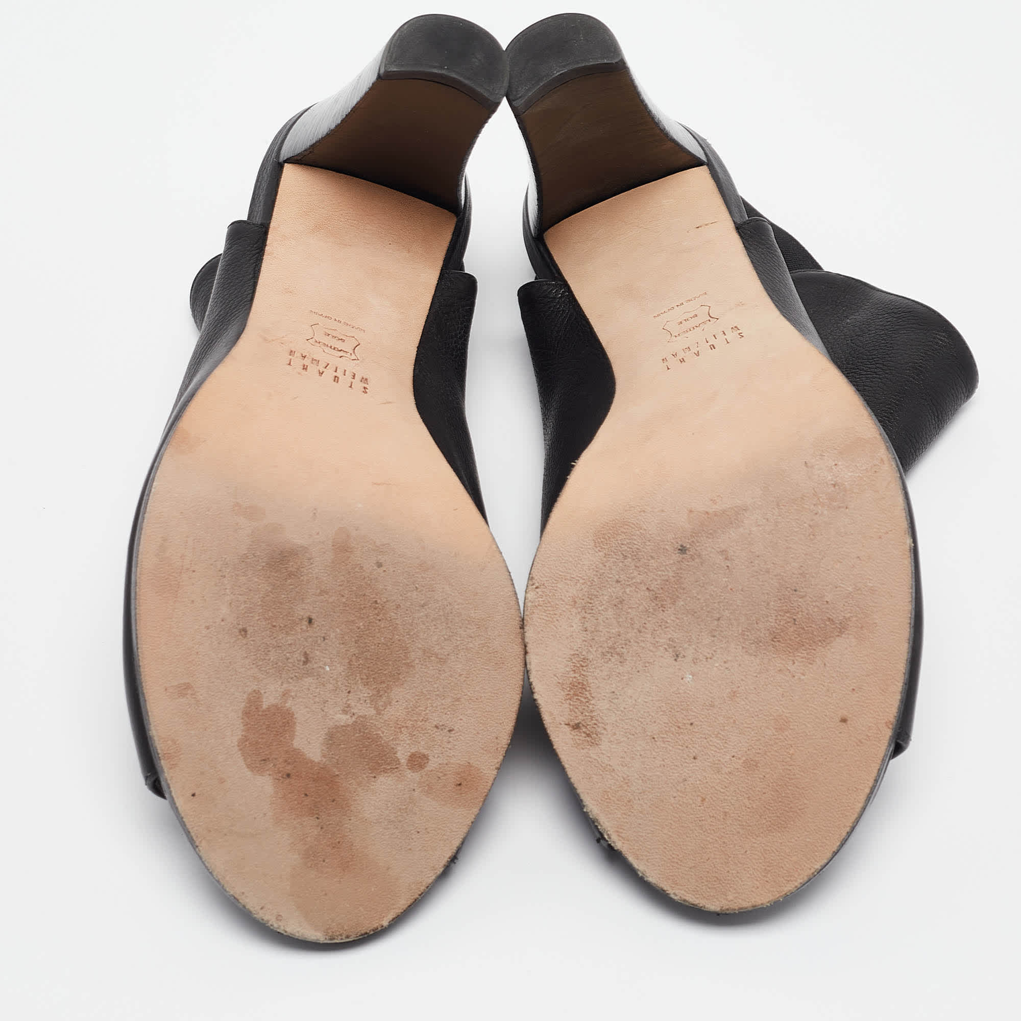 Stuart Weitzman Black Leather Cutout Elastic Booties