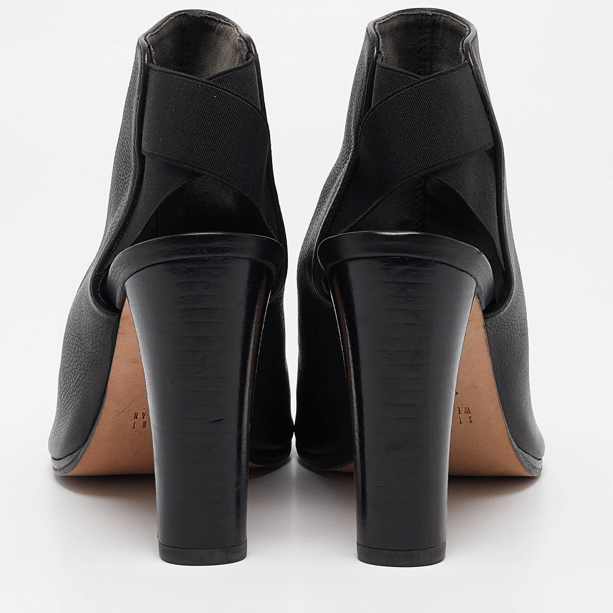 Stuart Weitzman Black Leather Cutout Elastic Booties