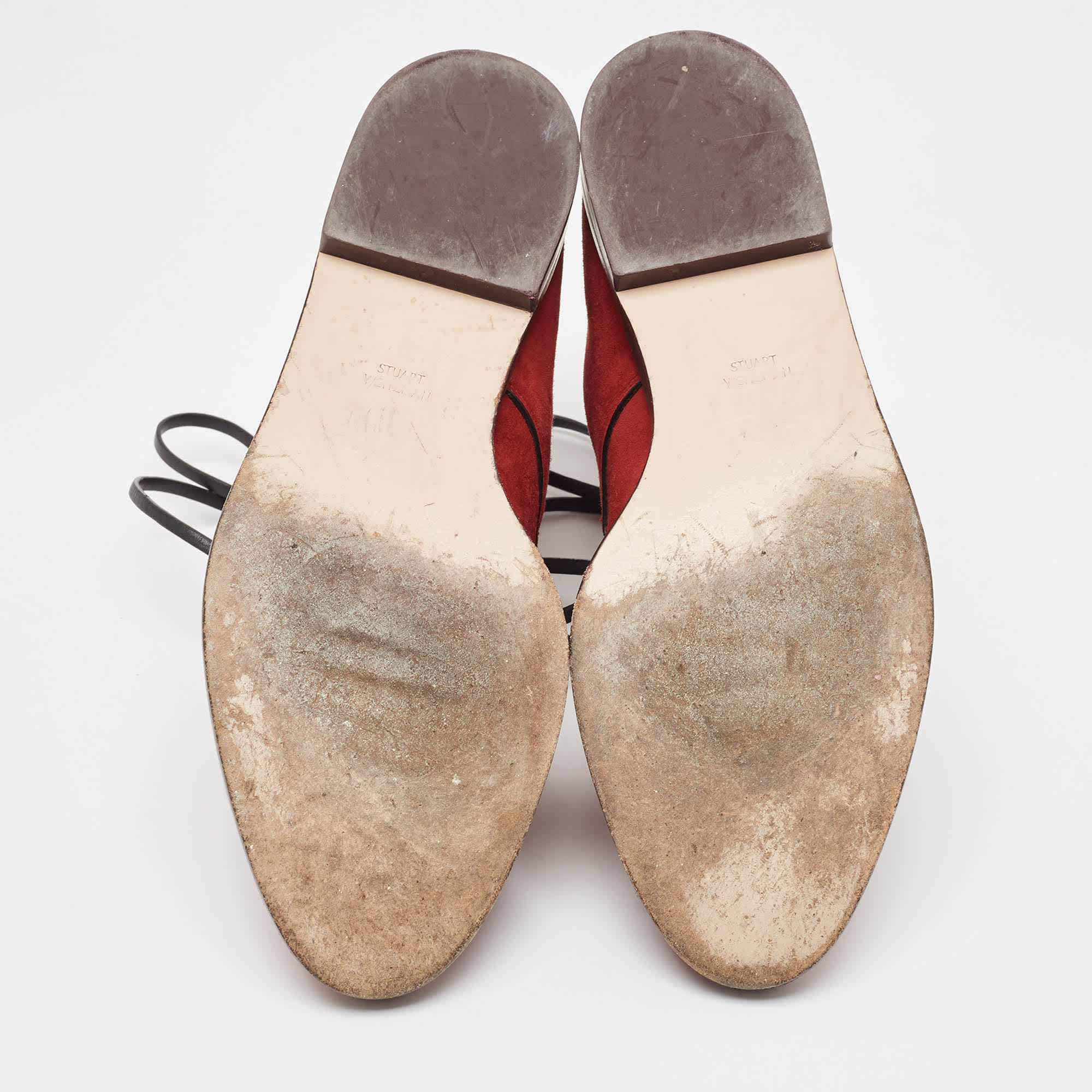 Stuart Weitzman Red Suede And Leather Ankle Boots