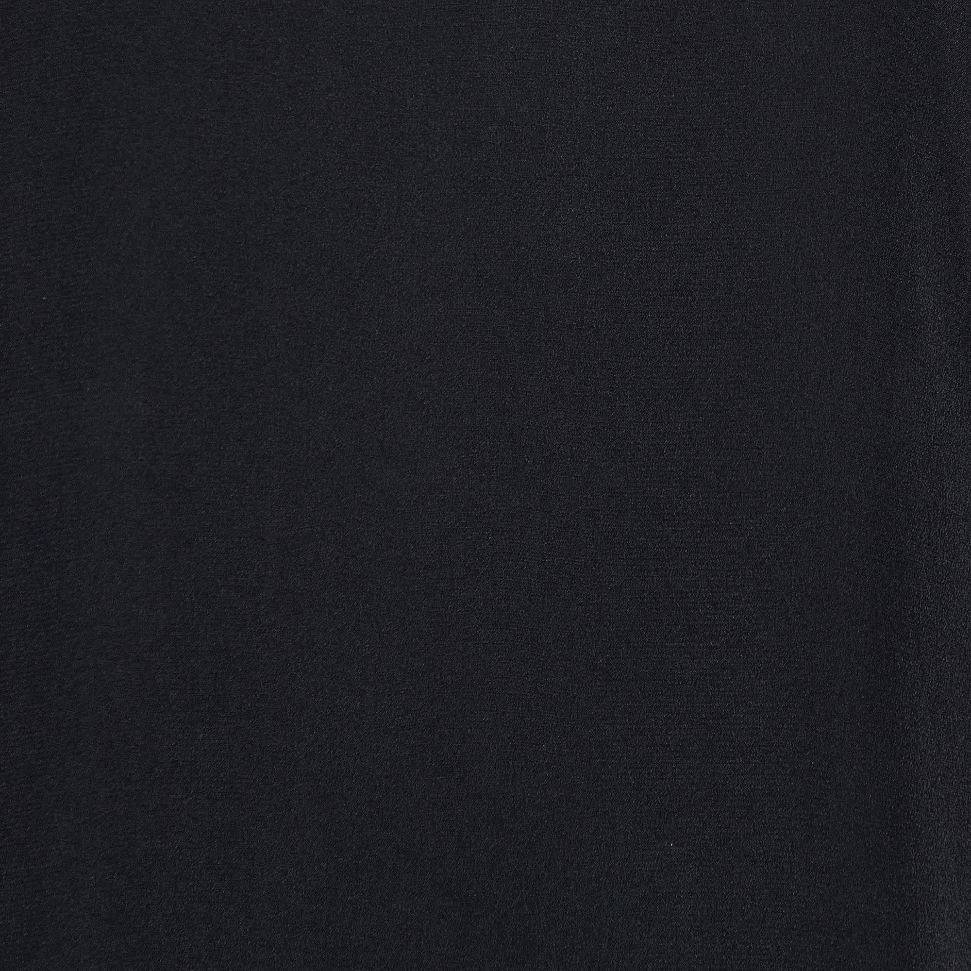 Sandro Black Silk & Knit Paneled Long Sleeve Top