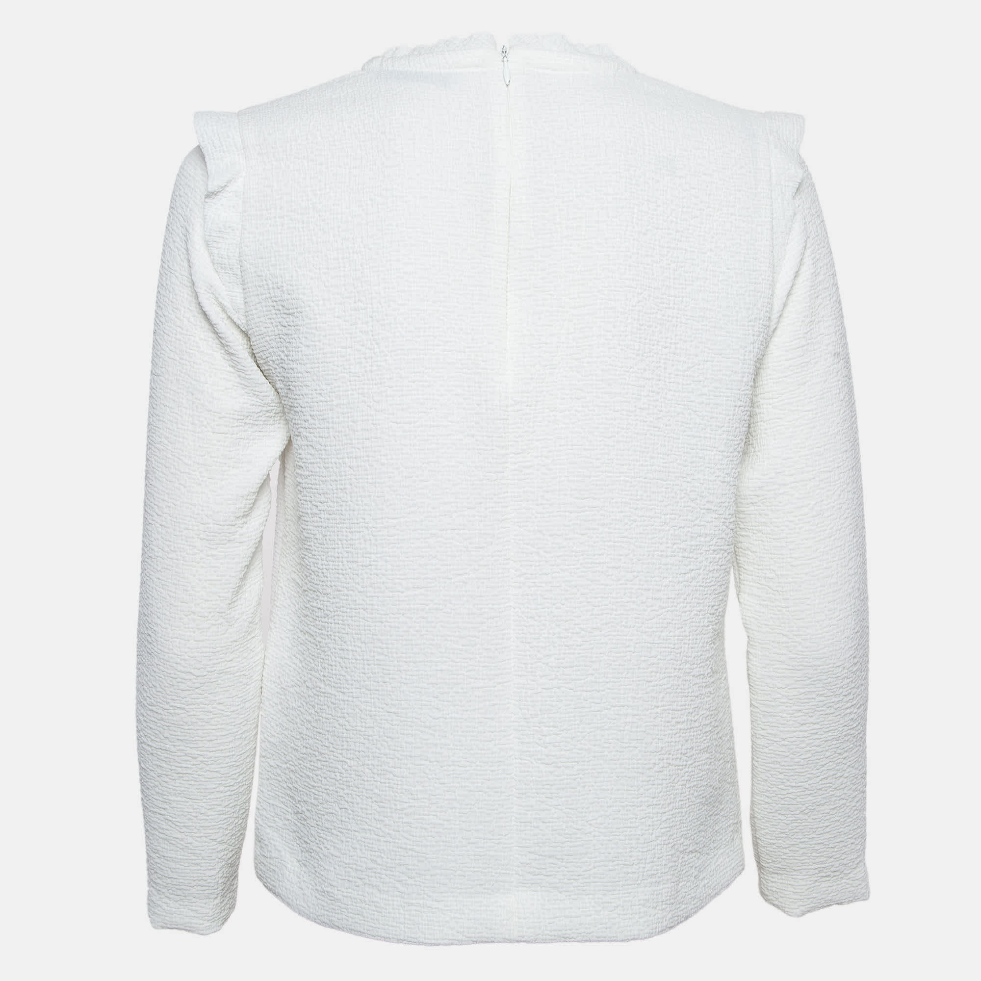 Sandro White Gauze Long Sleeve Top