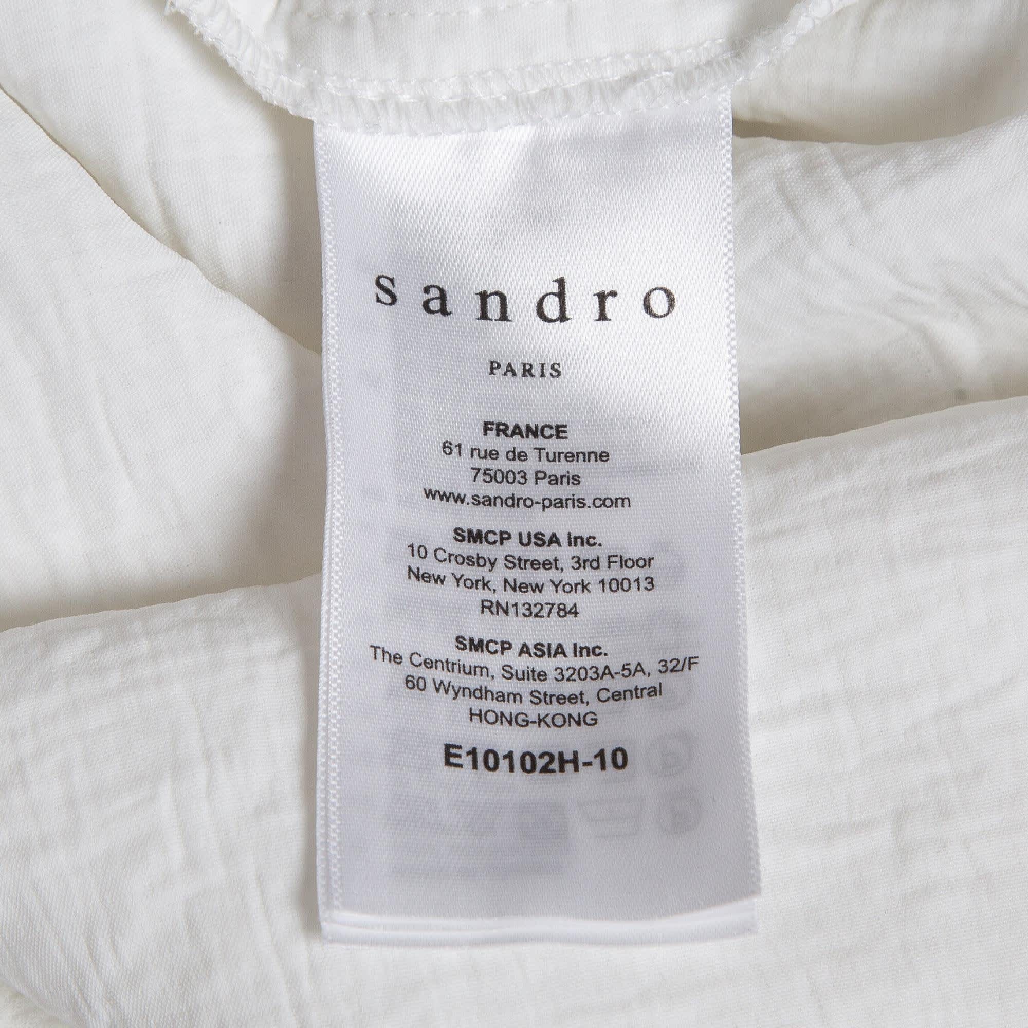 Sandro White Gauze Long Sleeve Top