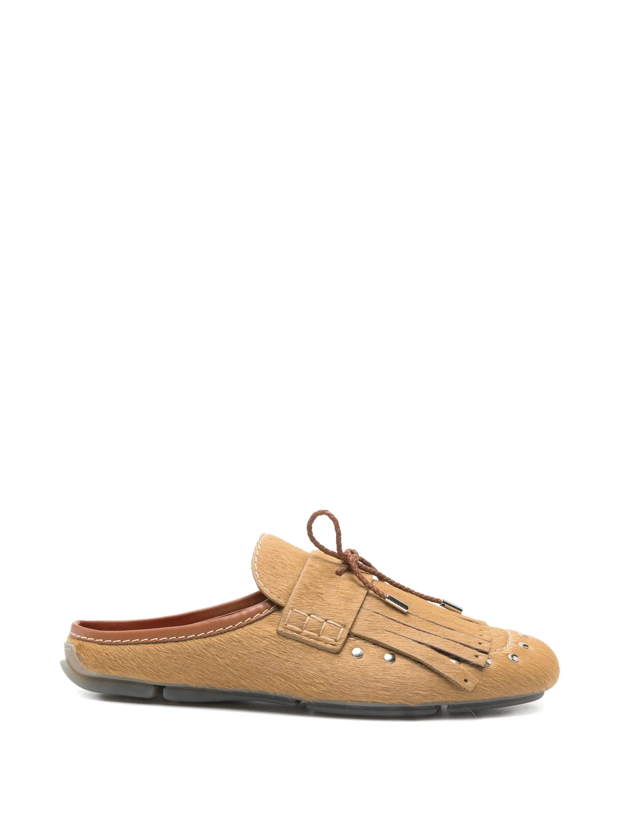 Wales Bonner Montego calf - hair fringed mules