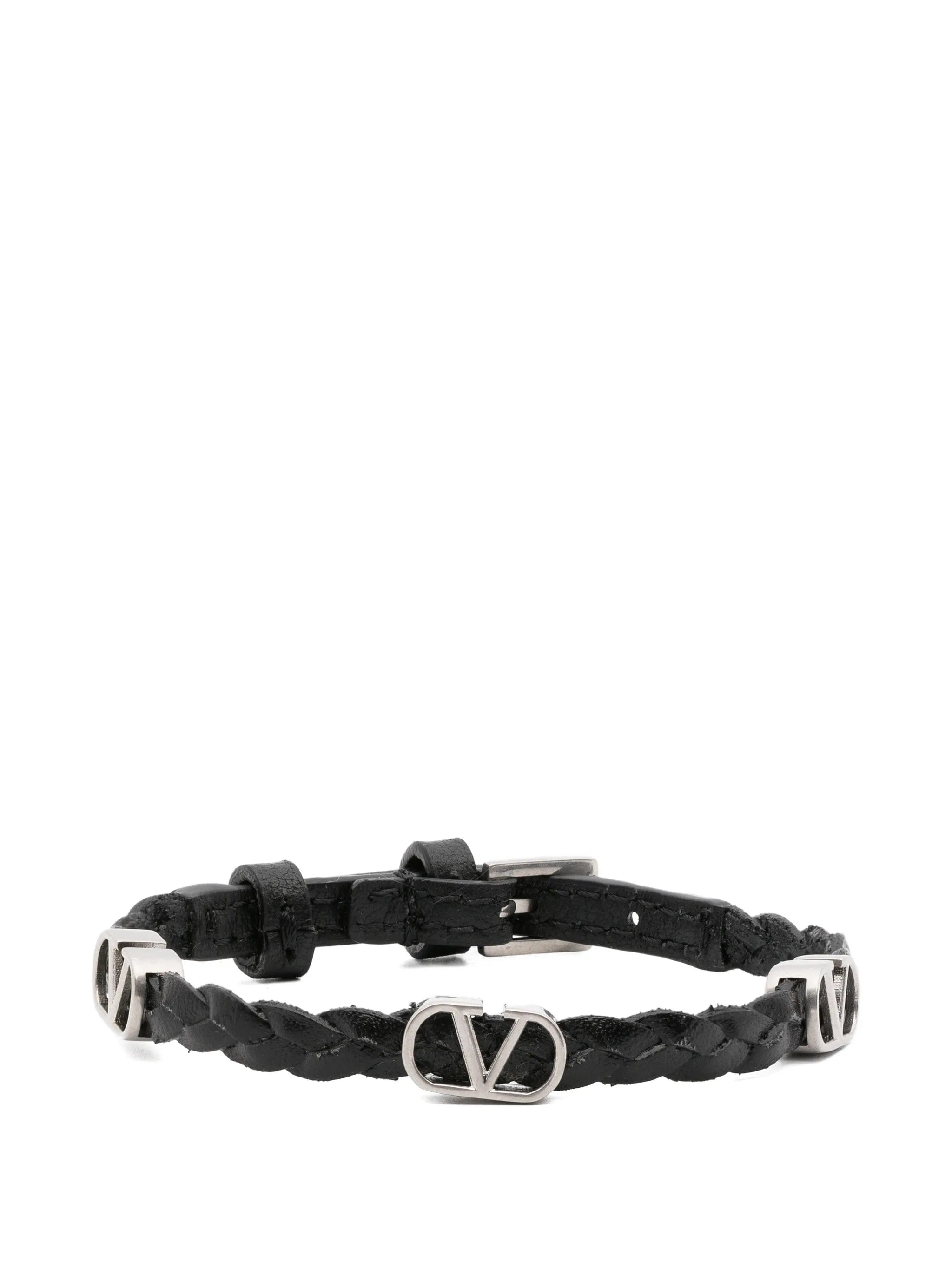 Valentino Garavani braided vlogo leather bracelet