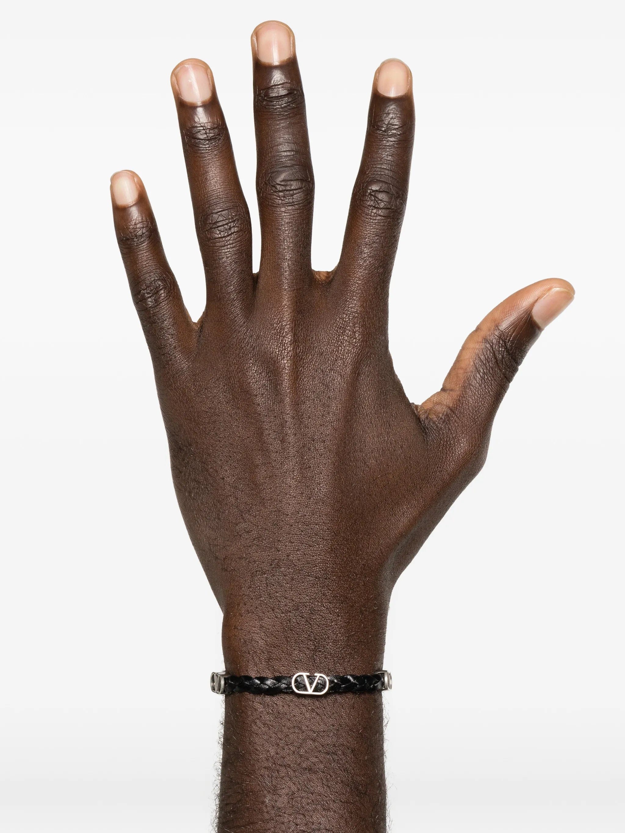 Valentino Garavani braided vlogo leather bracelet