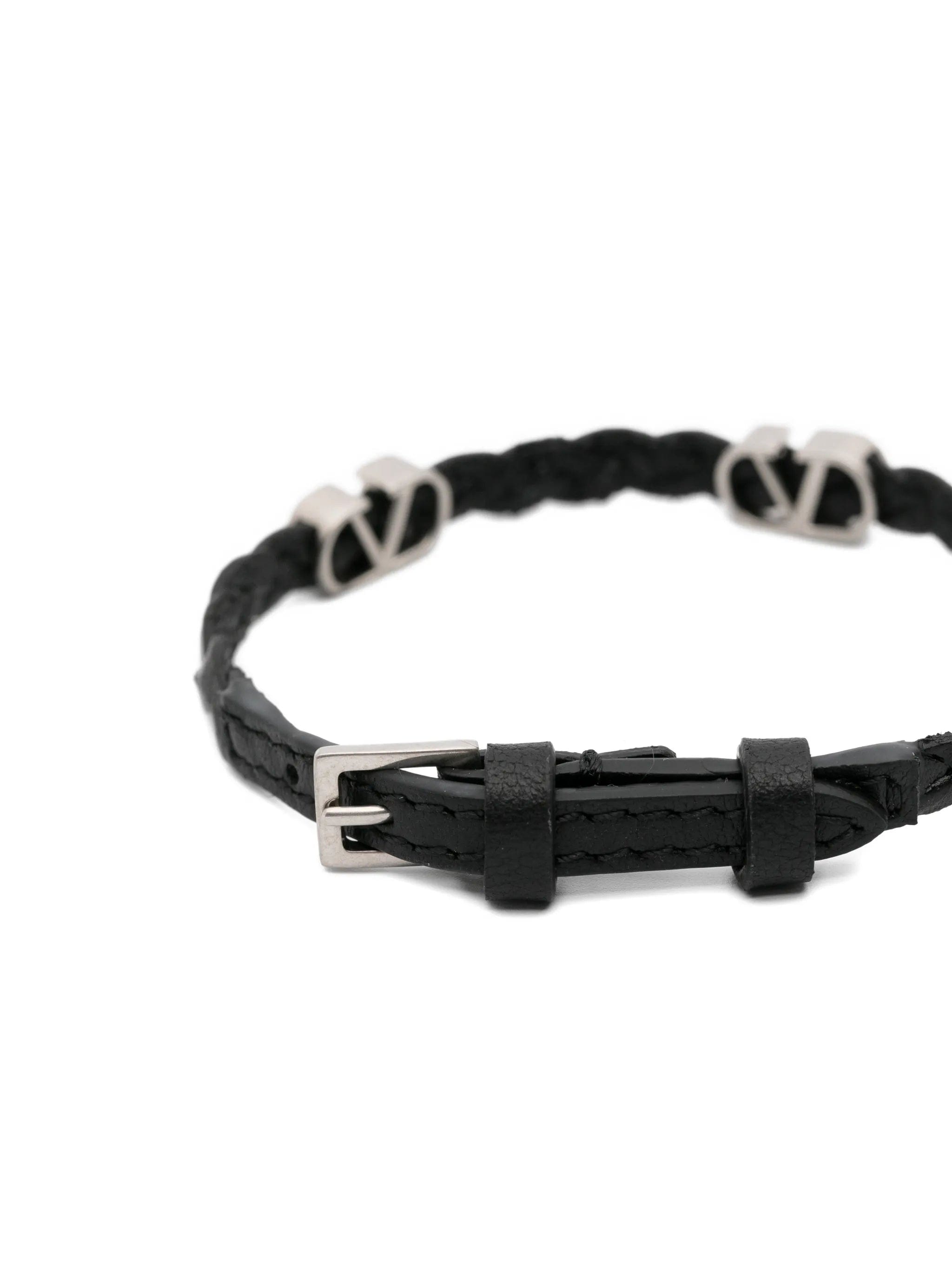 Valentino Garavani braided vlogo leather bracelet