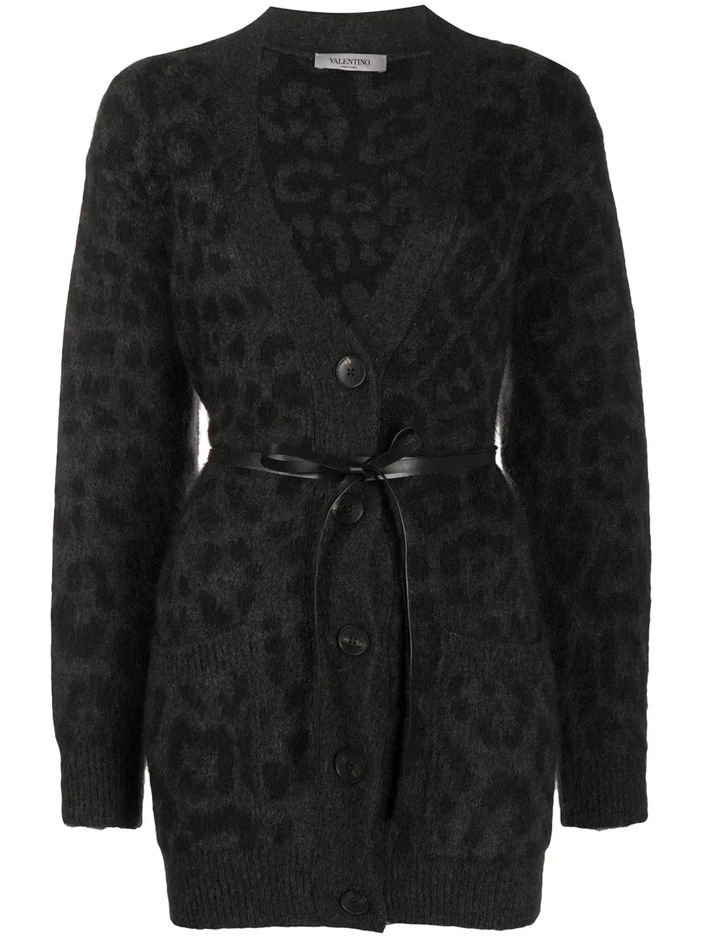 Valentino Garavani Leopard Pattern Belted V - Neck Cardigan
