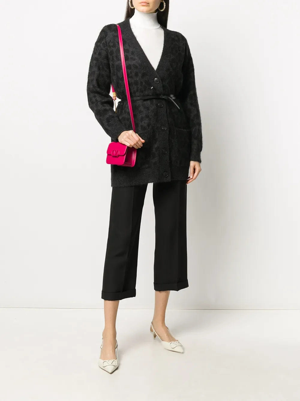 Valentino Garavani Leopard Pattern Belted V - Neck Cardigan