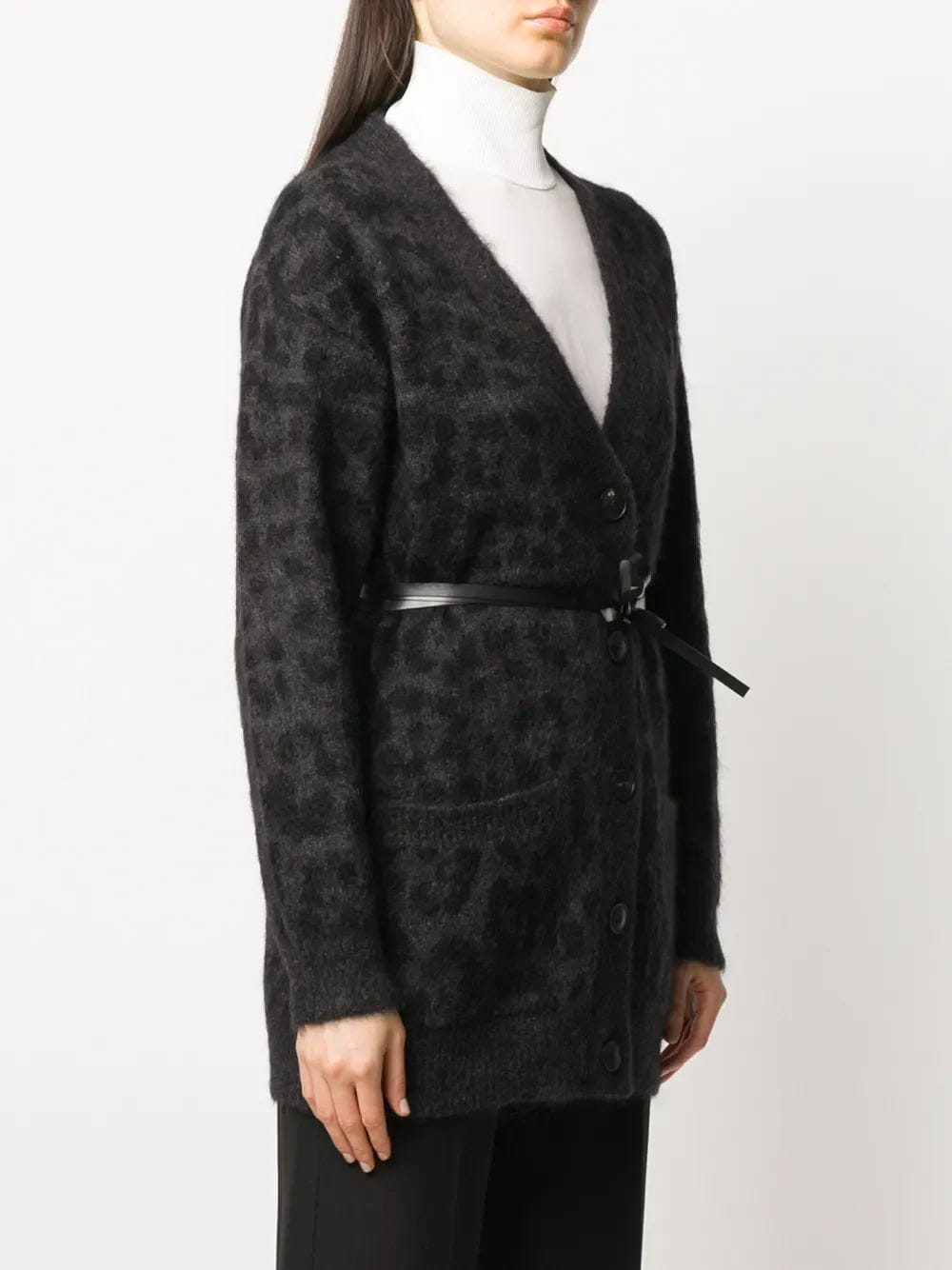 Valentino Garavani Leopard Pattern Belted V - Neck Cardigan