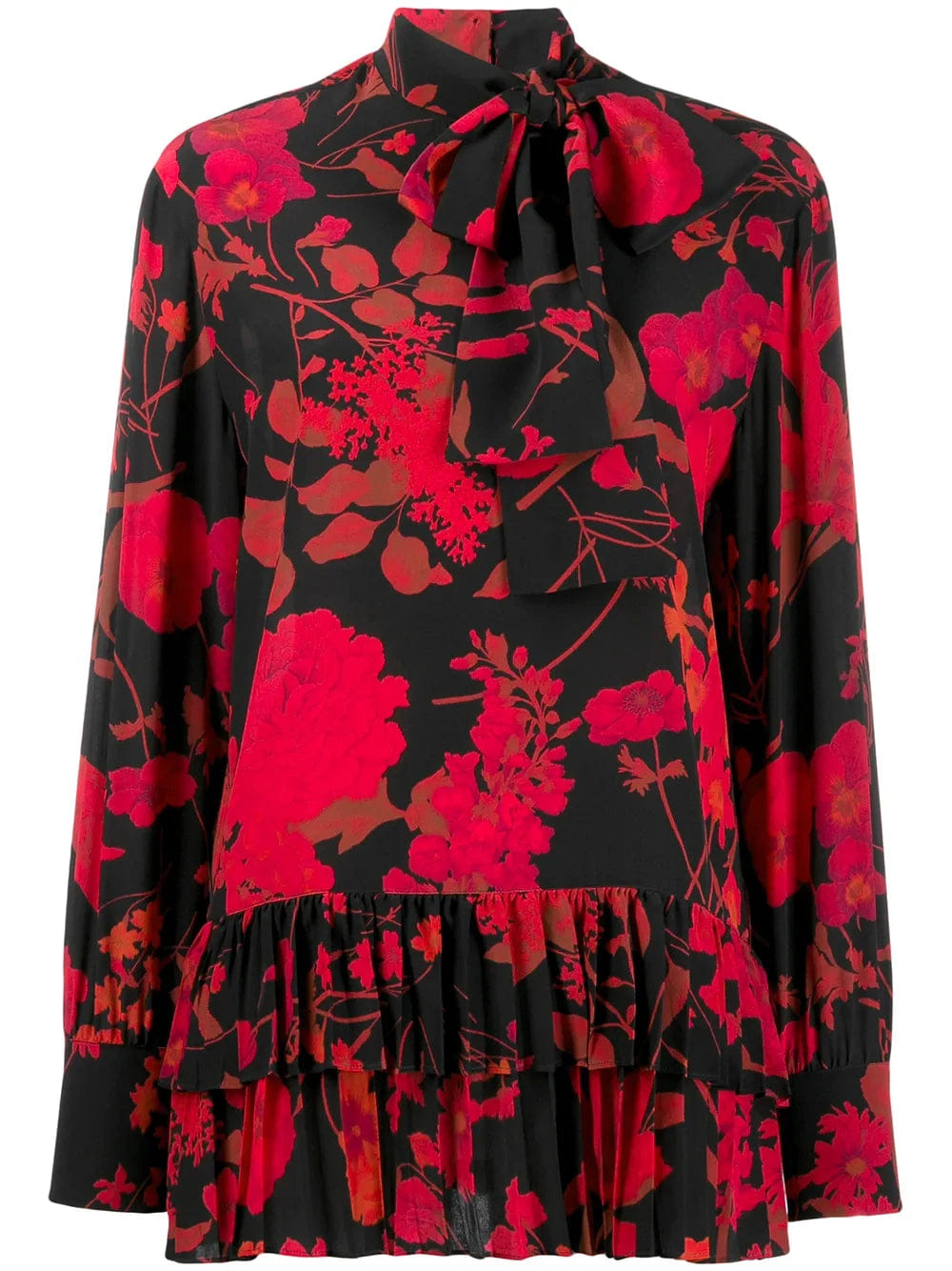 Valentino Garavani Floral Print Pleated Blouse