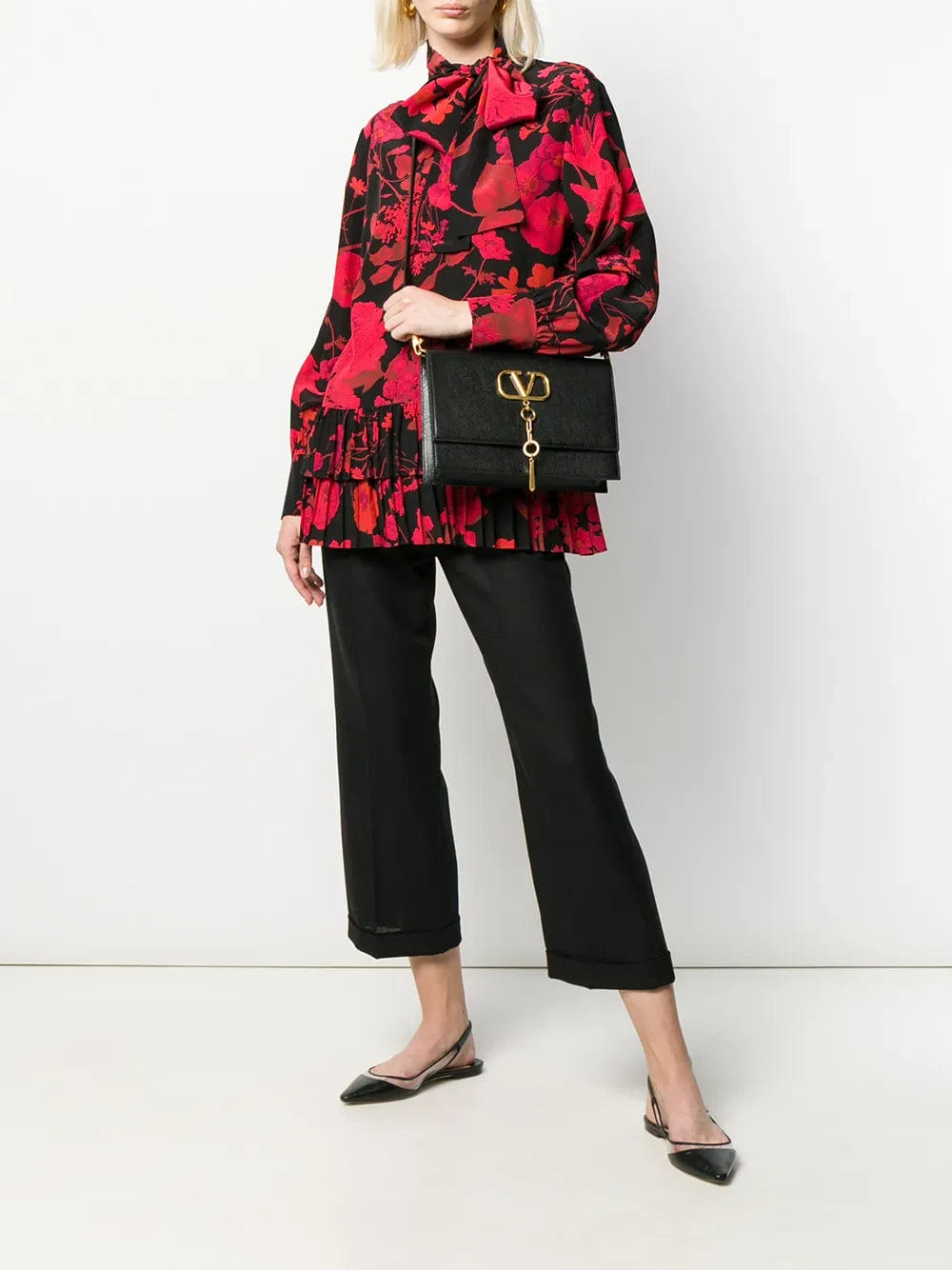 Valentino Garavani Floral Print Pleated Blouse