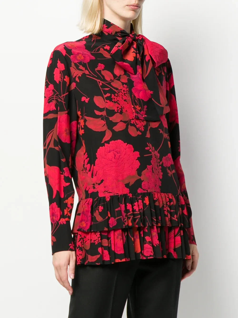 Valentino Garavani Floral Print Pleated Blouse