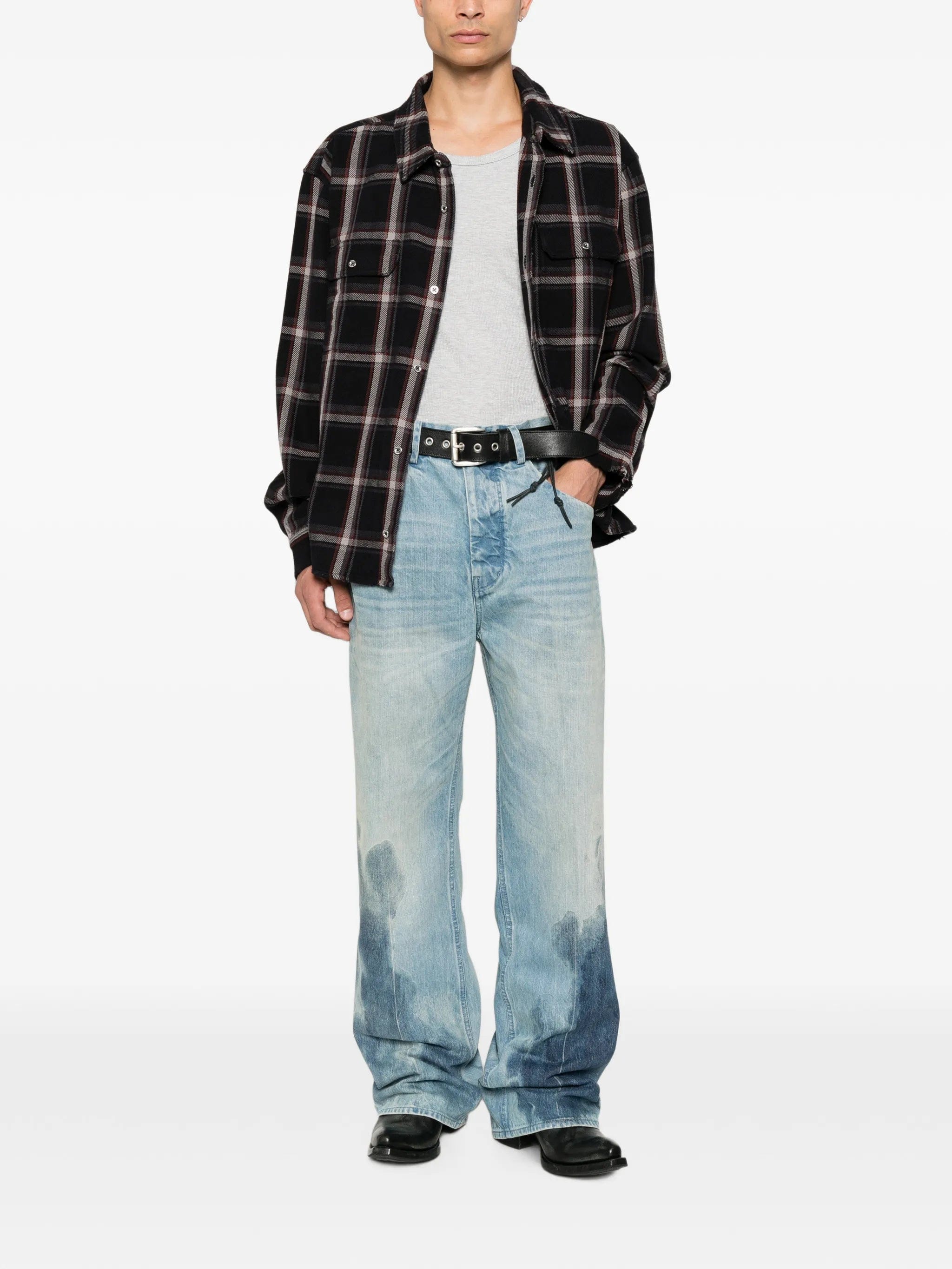 Purple Brand check - pattern cotton shirt