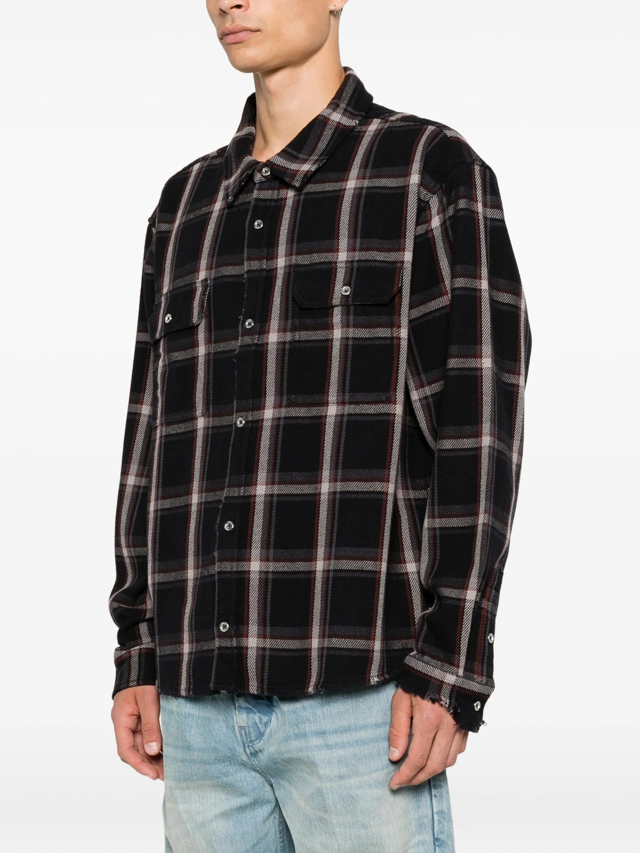 Purple Brand check - pattern cotton shirt
