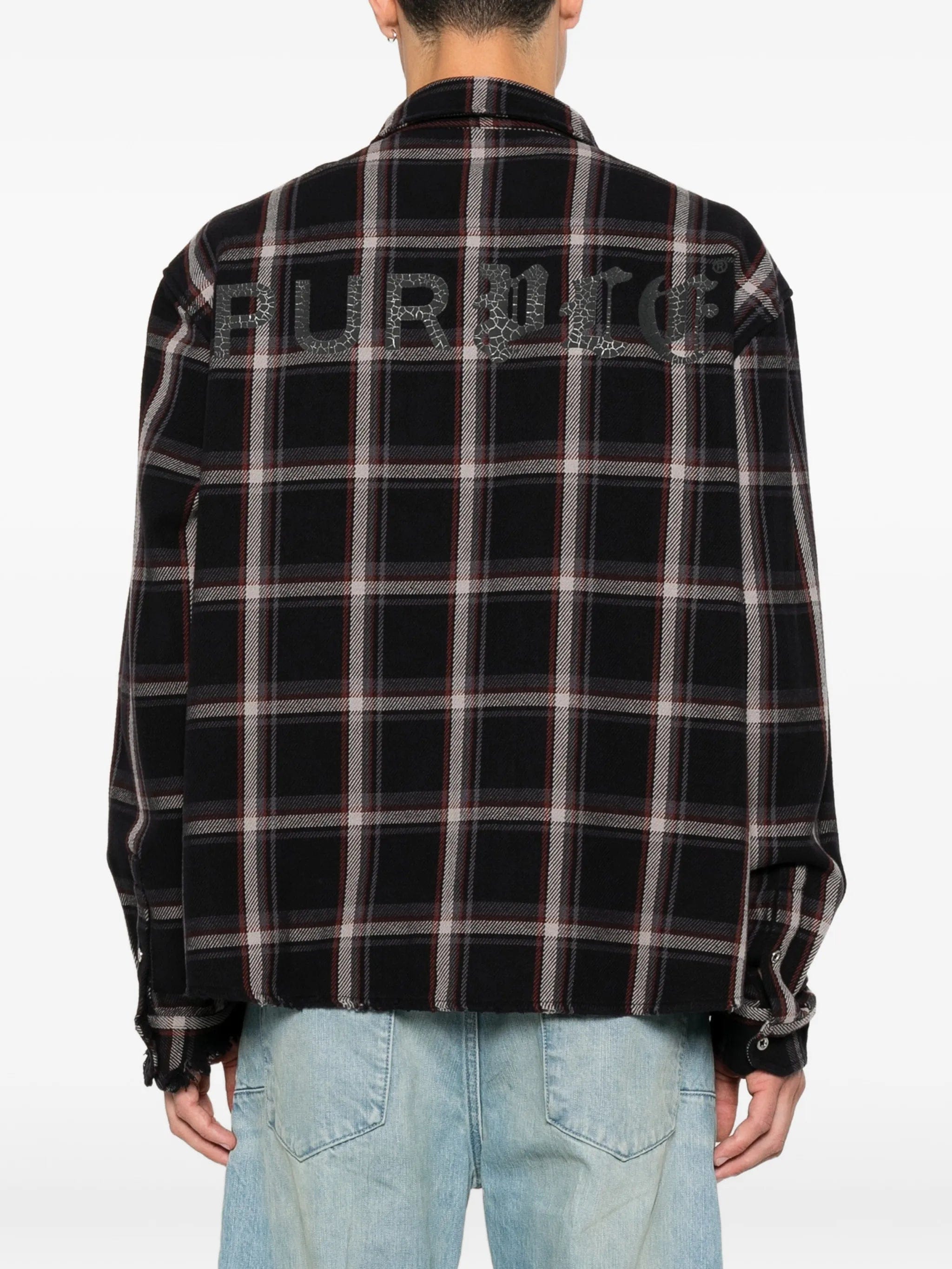 Purple Brand check - pattern cotton shirt