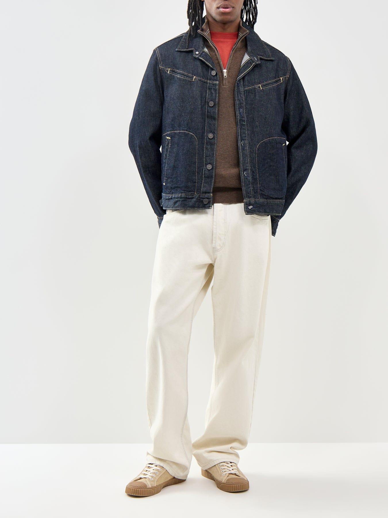 GANT Micro Textured Cotton Half Zip Jumper Brown