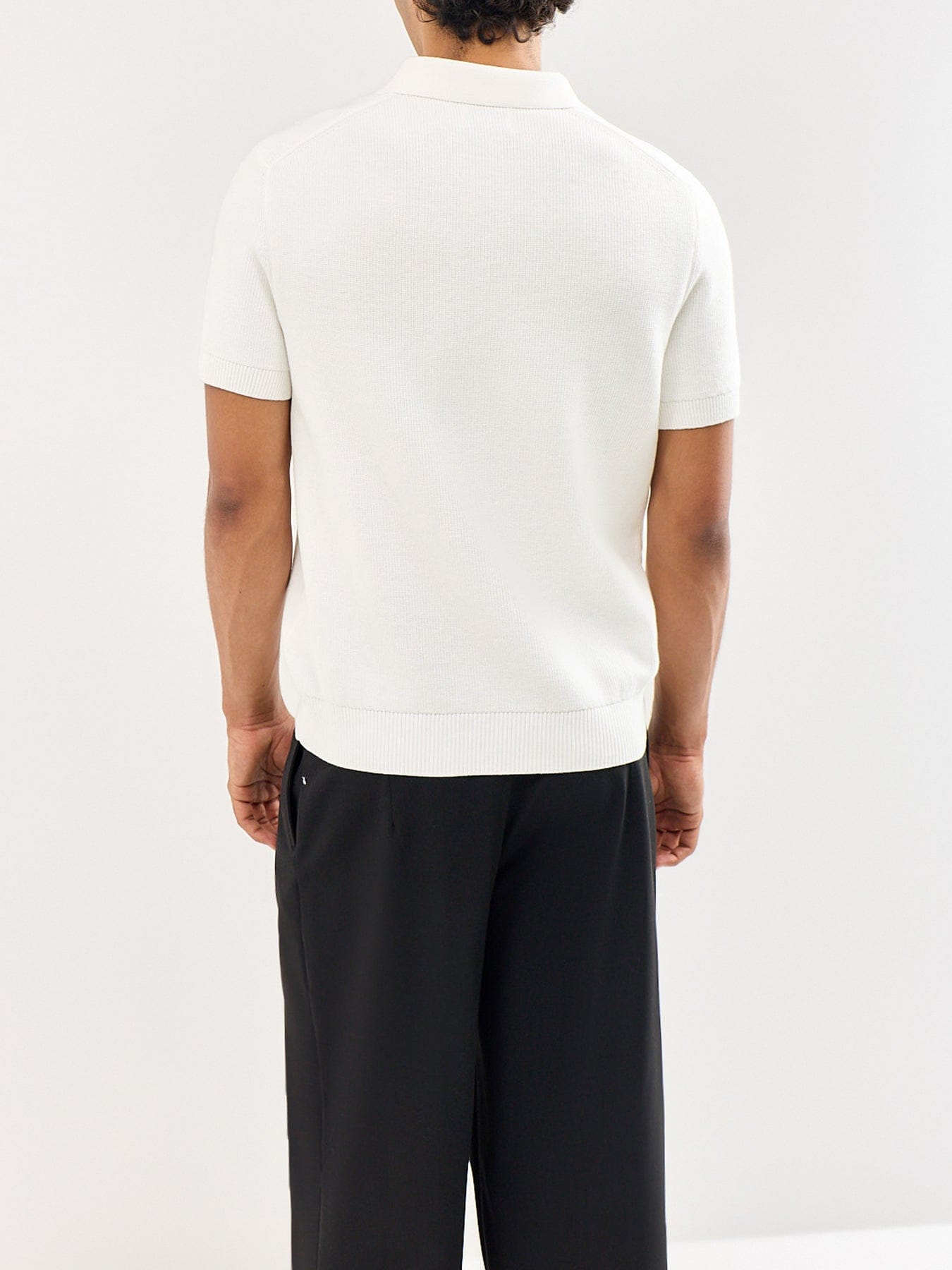 GANT Cotton Rib Half Zip Polo Shirt White