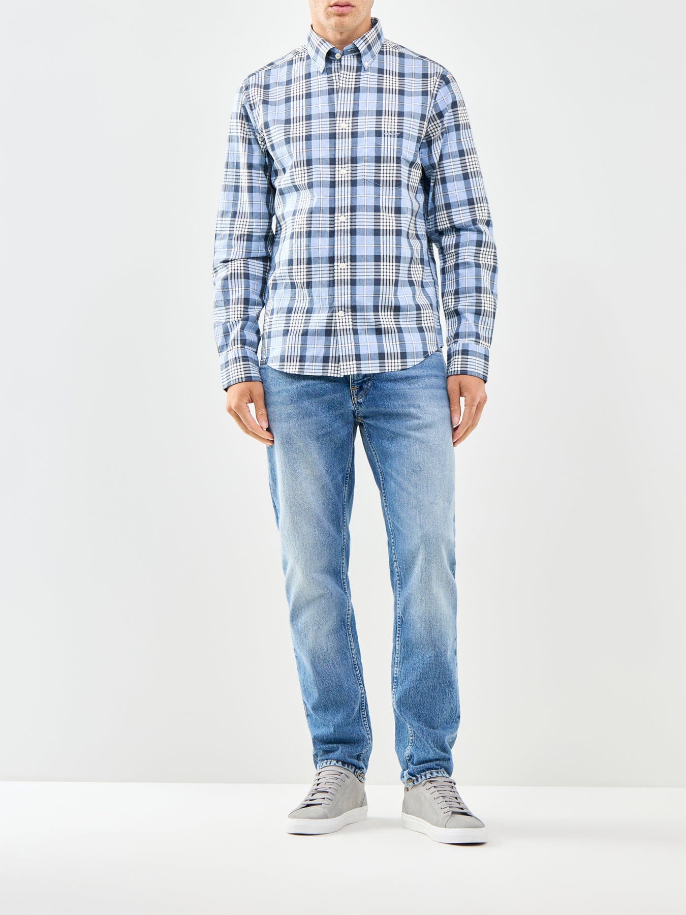 GANT Poplin Melange Check Shirt Blue