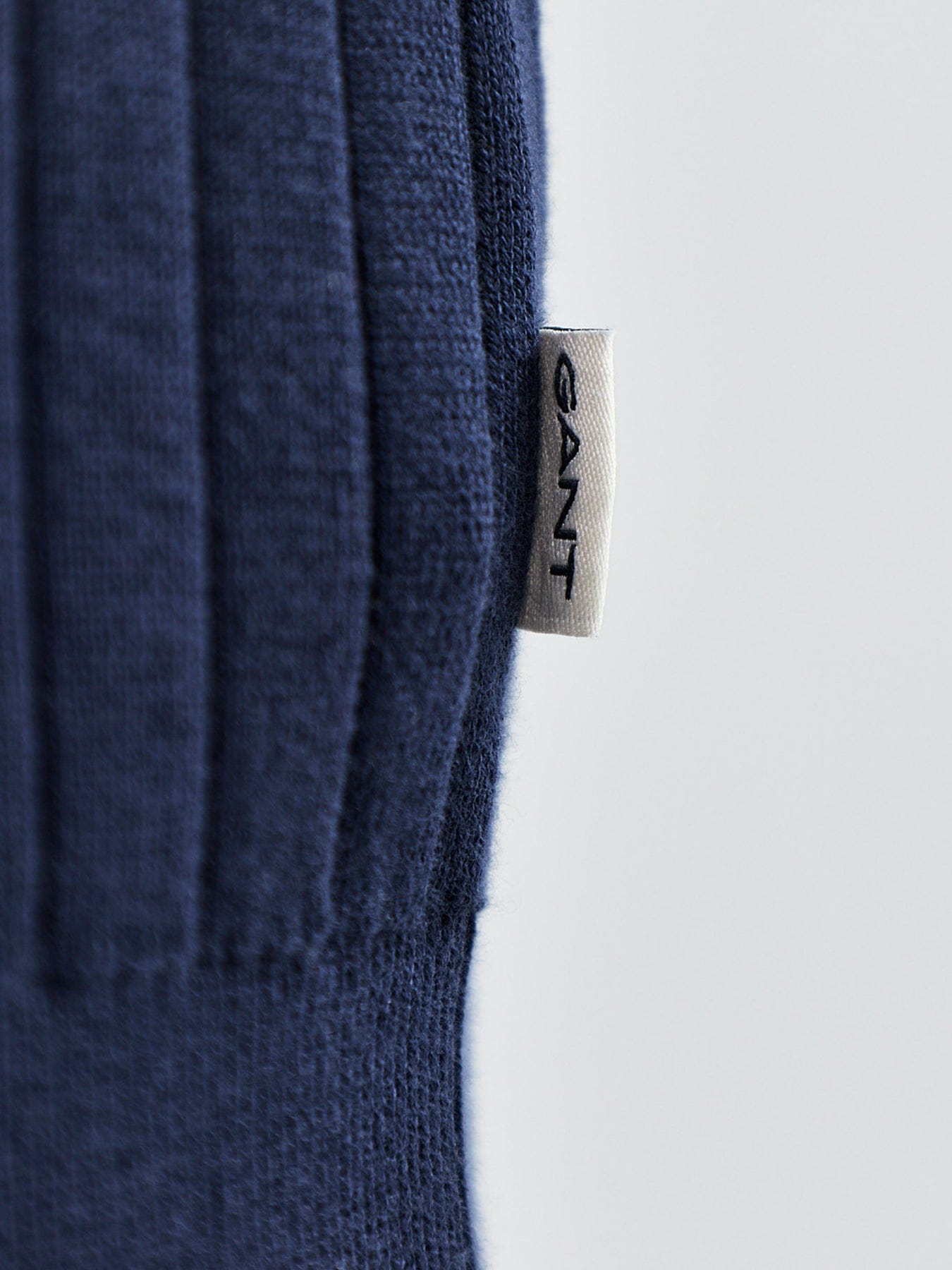 GANT Cotton Rib Polo Cardigan Navy