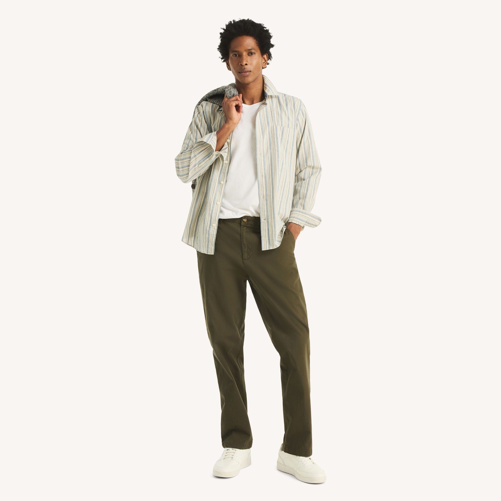 Nautica Mens Textured Striped Shirt
