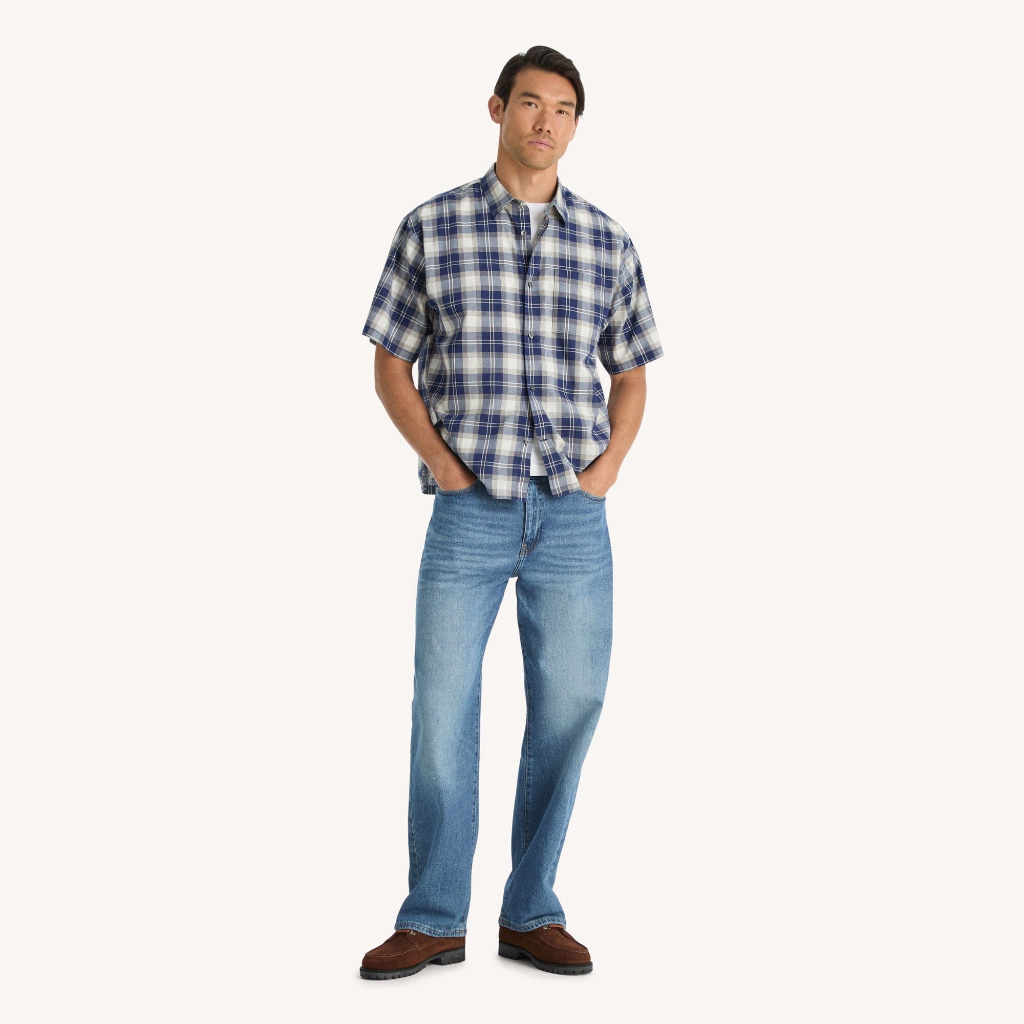 Nautica Mens Plaid Short - Sleeve Shirt