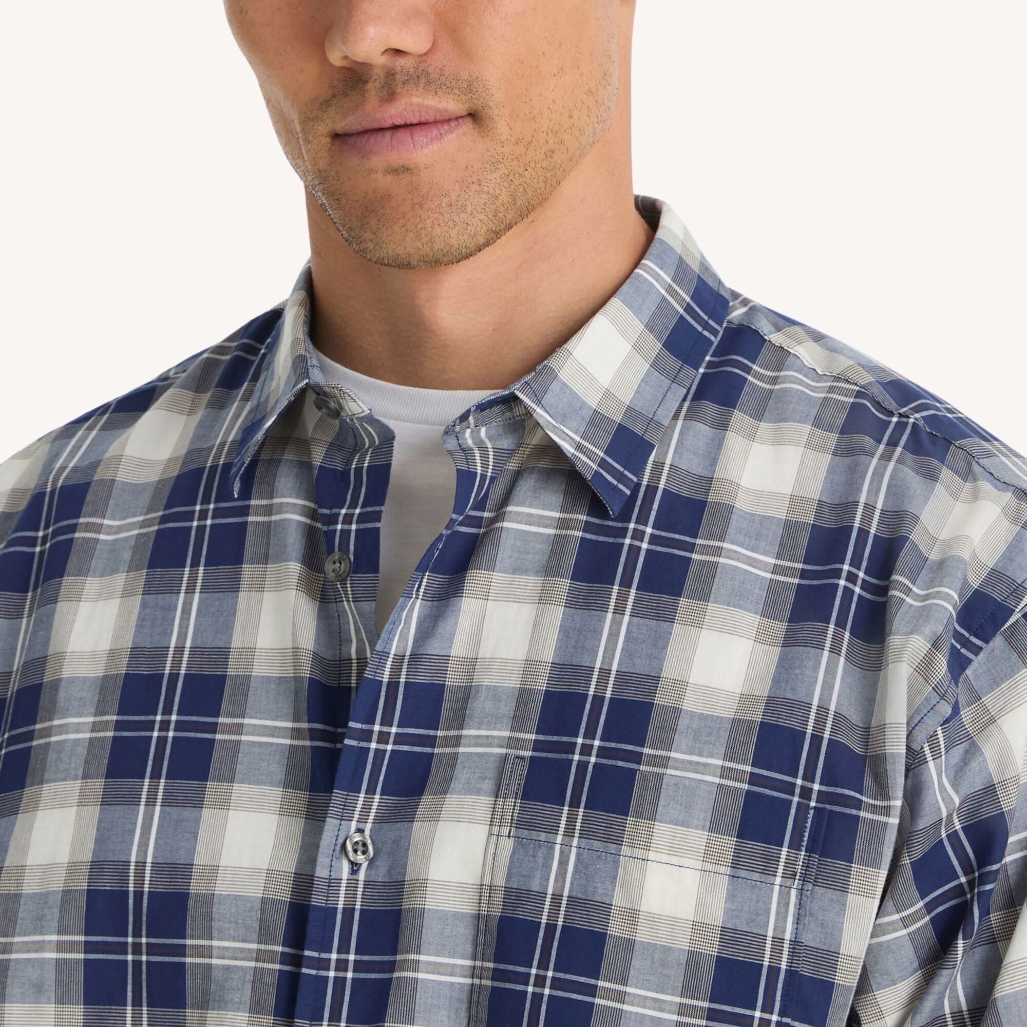 Nautica Mens Plaid Short - Sleeve Shirt