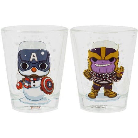 Funko Snowman Captain America & Holiday Sweater Thanos Shot Glasses 2 - Pack - Marvel Collector Corps Exclusive
