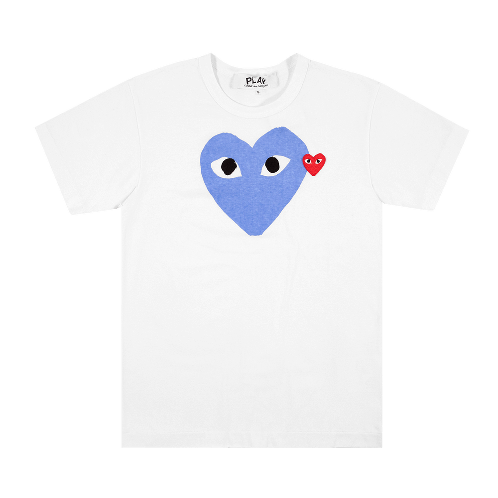 Comme des Garçons Shorts-Sleeve Play T-Shirt With Blue Heart Blue/White