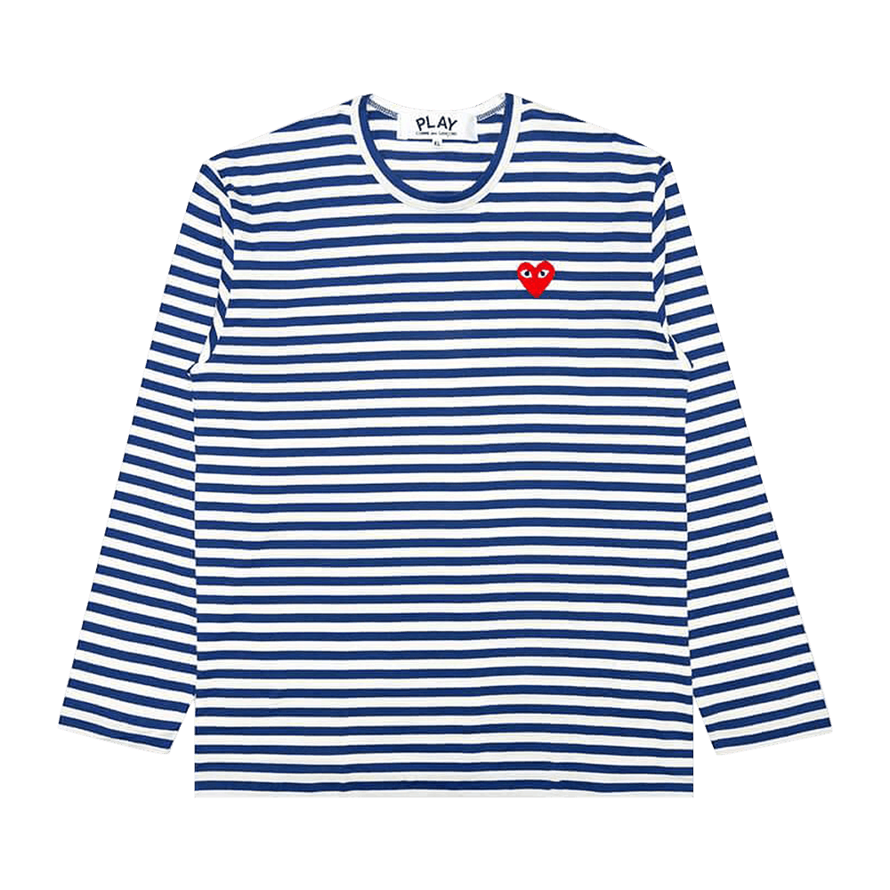 Comme des Garçons PLAY Striped Big Heart Long-Sleeve T-Shirt Blue/White