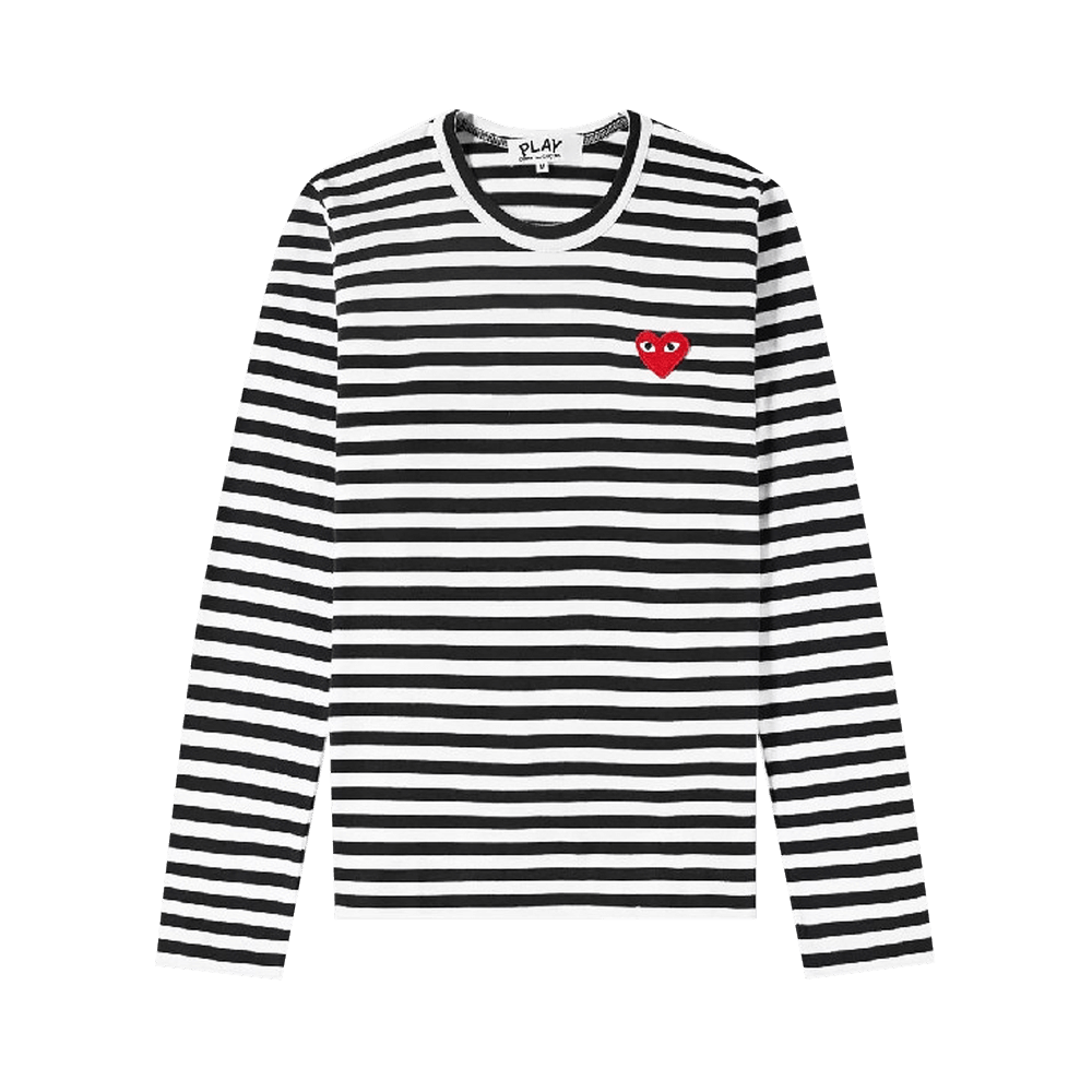 Comme des Garçons PLAY Heart Logo Striped Long-Sleeve T-Shirt Black/White