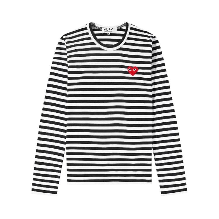 Comme des Garçons PLAY Heart Logo Striped Long-Sleeve T-Shirt Black/White