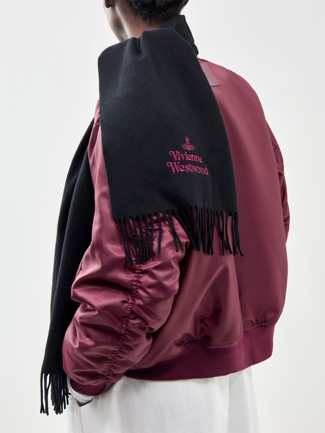 Vivienne Westwood Embroidered Logo Scarf Black