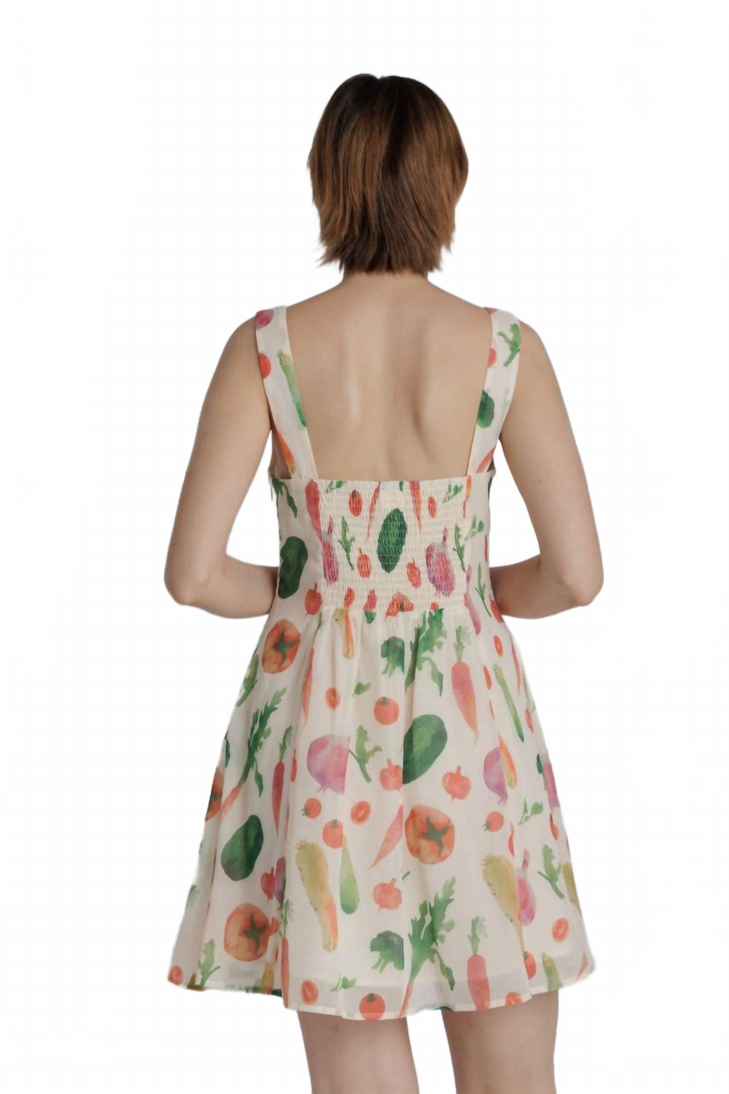 Summer Garden Mini Dress In Cream Multi
