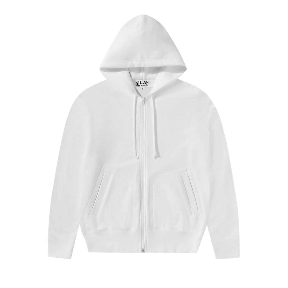 Comme des Garçons PLAY Back Emblem Zip Hoodie White