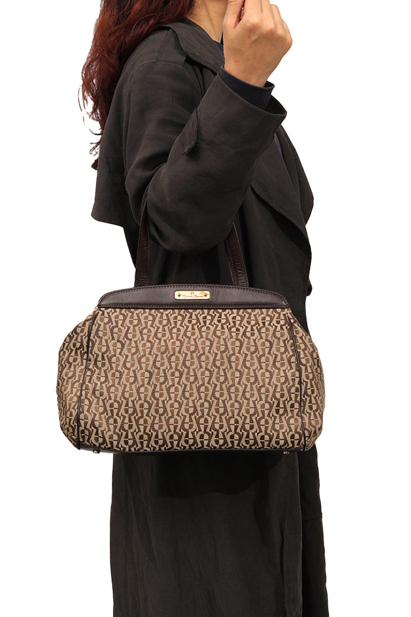 Monogram Aigner Brown Monogram Shoulder Bag