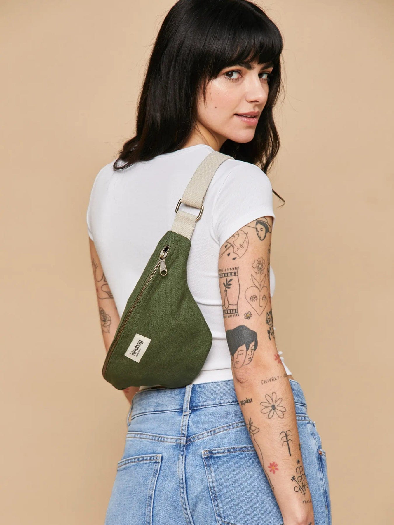Hindbag Olivia Canvas Shoulder Bag Olive